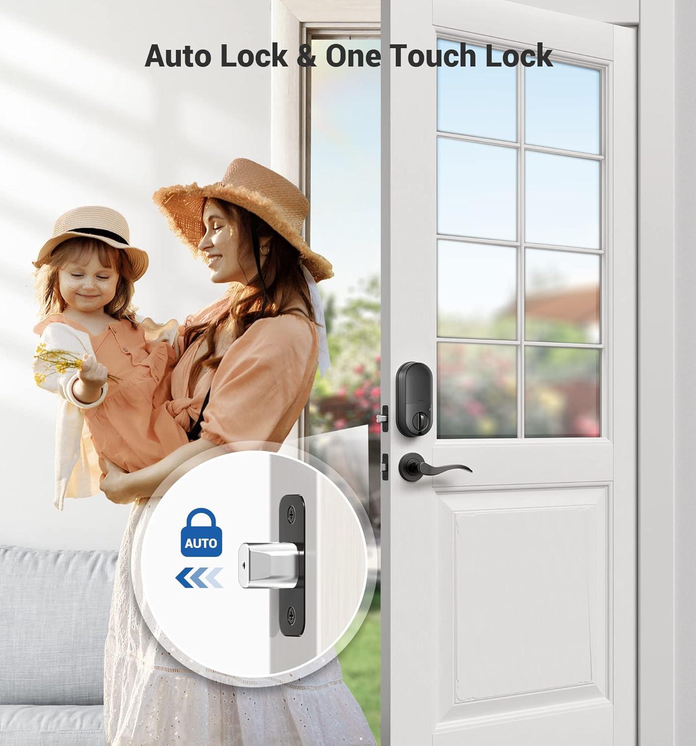 Matte Black Smart Electronic Deadbolt with Touchscreen