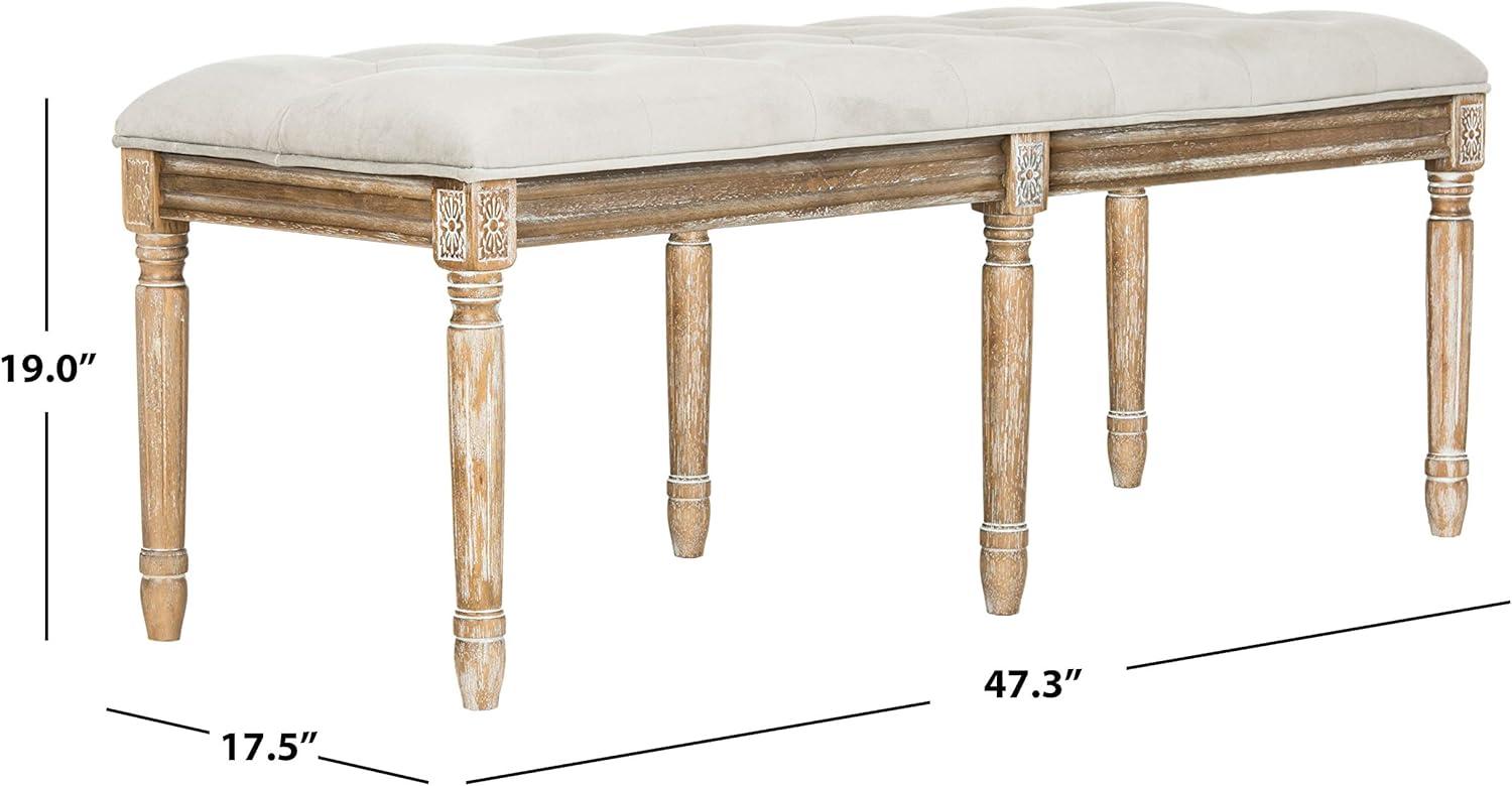 Rocha 19''H French Brasserie Tufted Traditional Rustic Wood Bench  - Safavieh