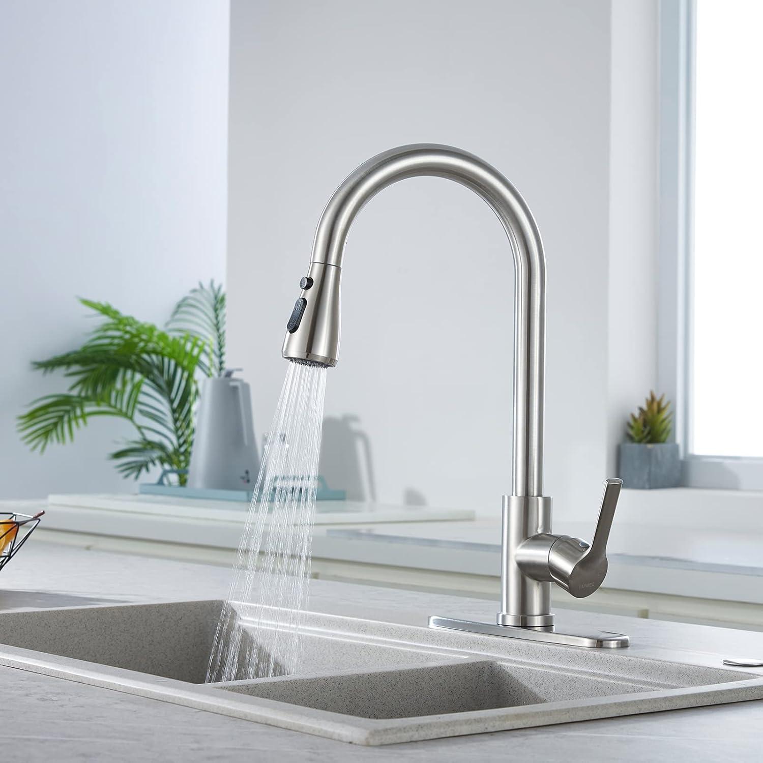 Kitchen Faucet With Pull-Down Spray Single Handle High Arc ,Stainless Steel Brushed Nickel