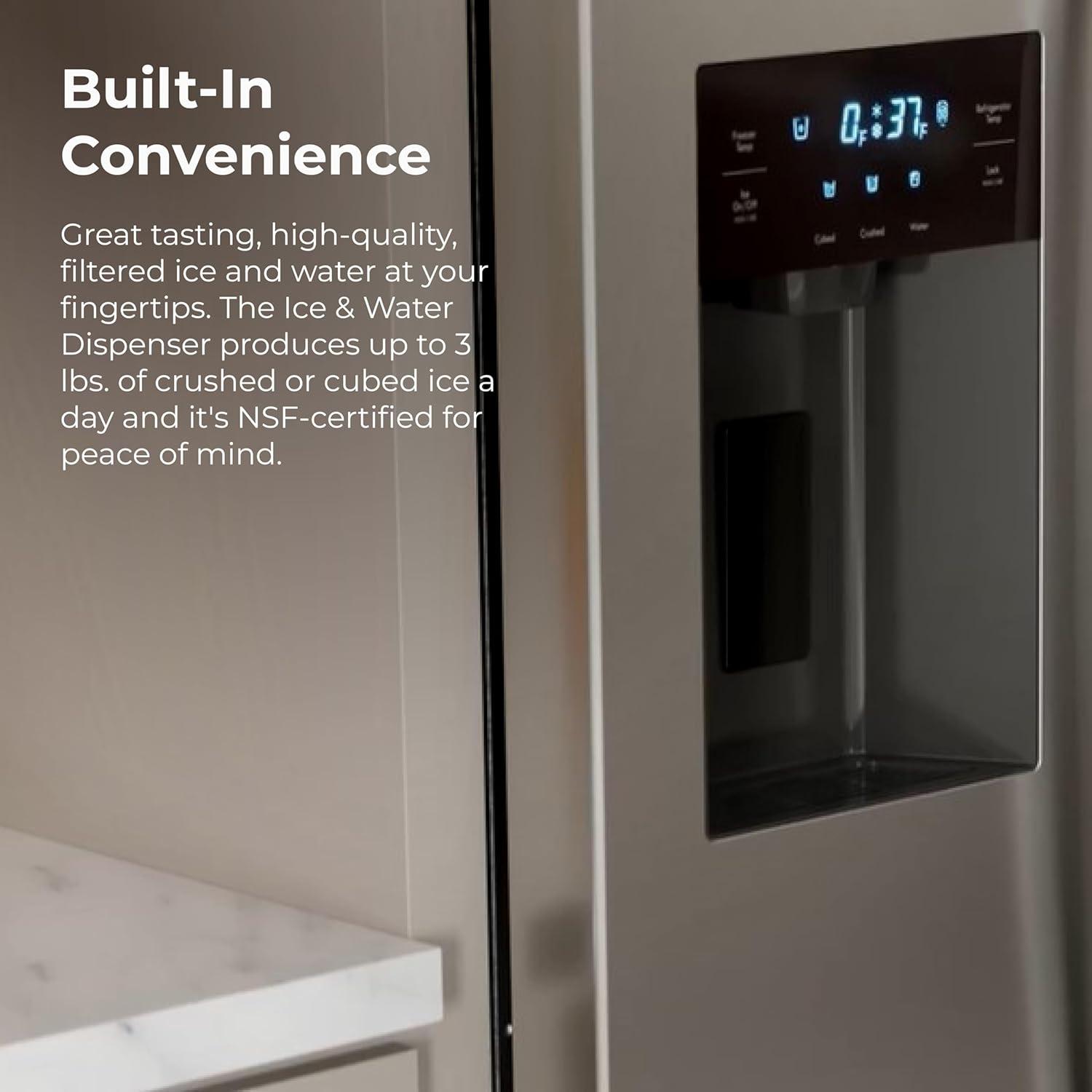 Kenmore 20 Cu. ft. 36-inch Depth Side-by-Side ENERGY STAR® Refrigerator/Freezer, Stainless Steel