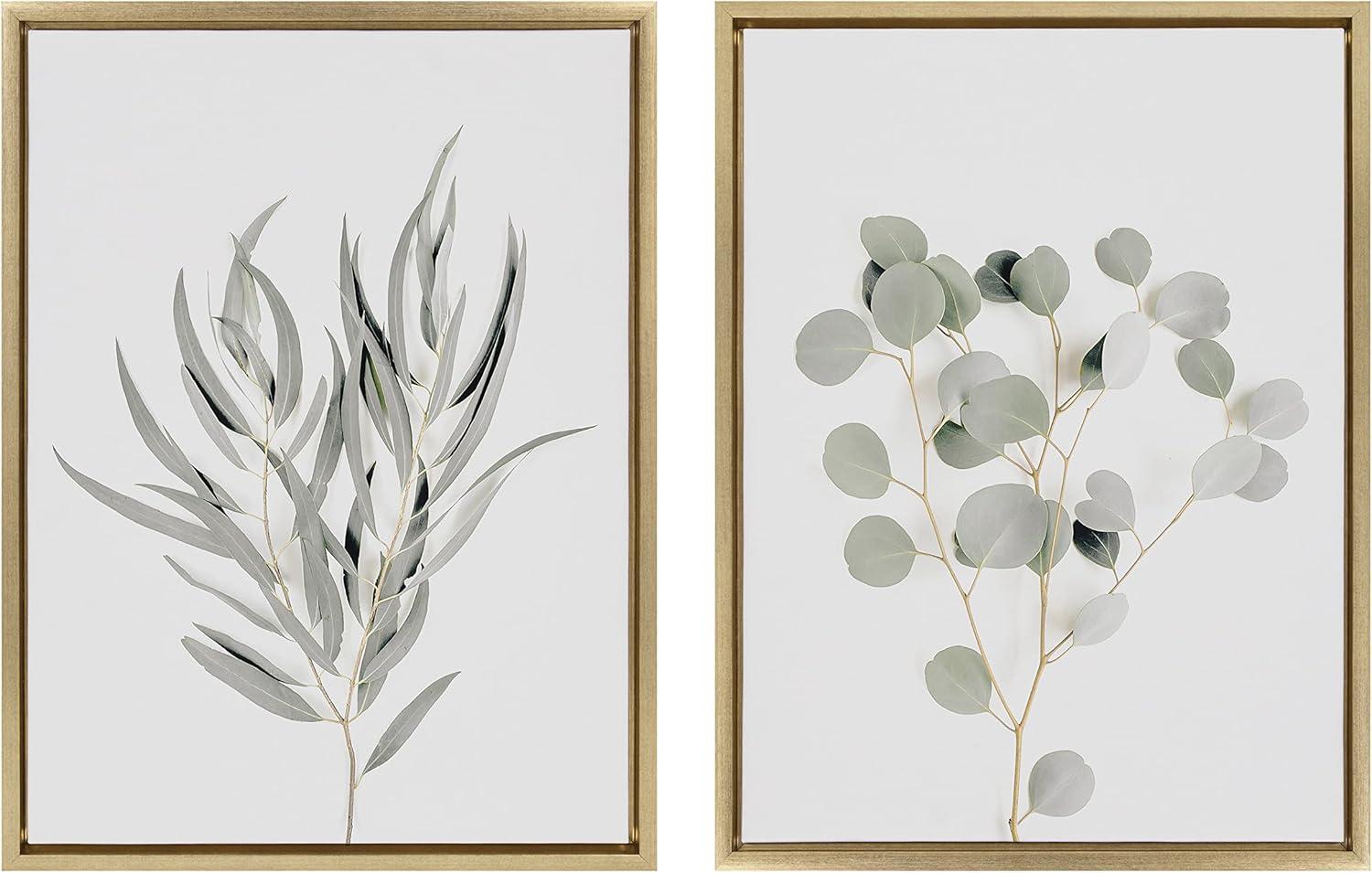 (Set of 2) 18" x 24" Sylvie Neutral Botanical 1 and 2 Framed Canvas Set - Kate & Laurel All Things Decor