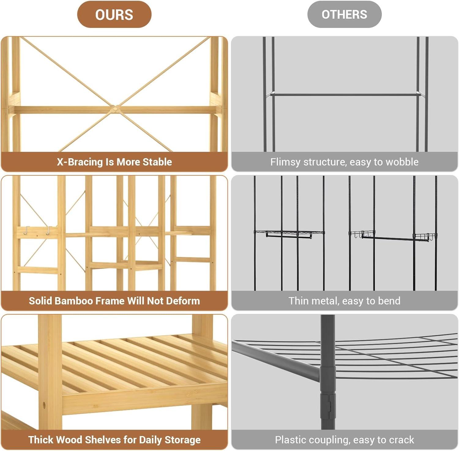 Natural Bamboo Freestanding Closet System with Shelves and Rods