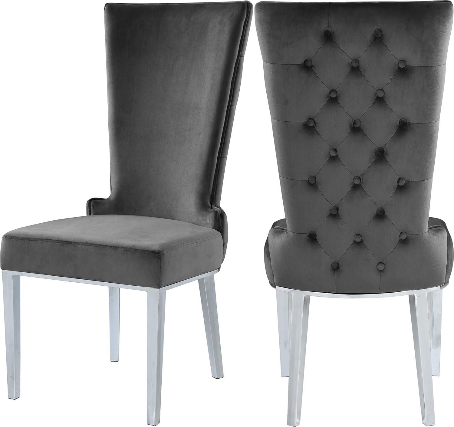 Meridian Furniture Serafina 20"H Velvet Dining Chair in Gray (Set of 2)