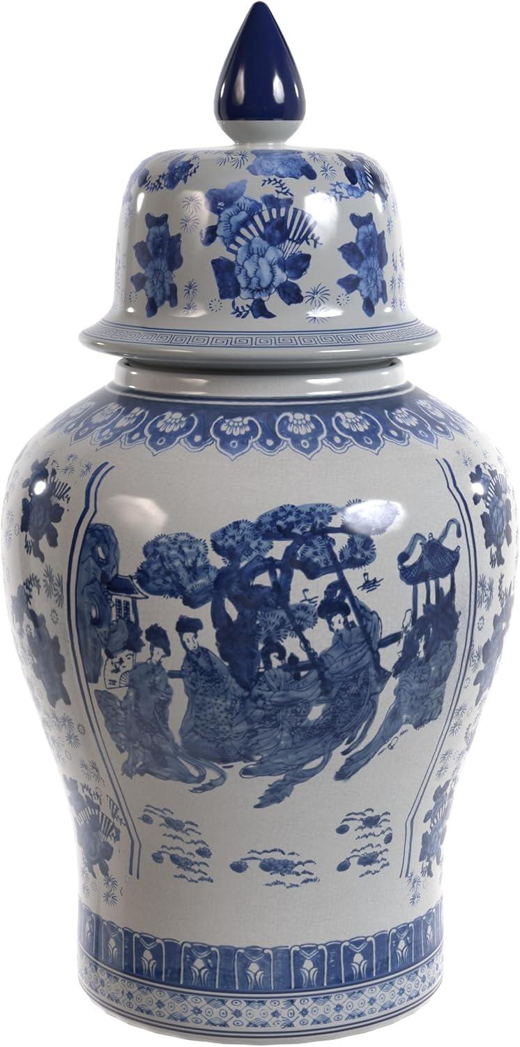 32" Porcelain Temple Jar
