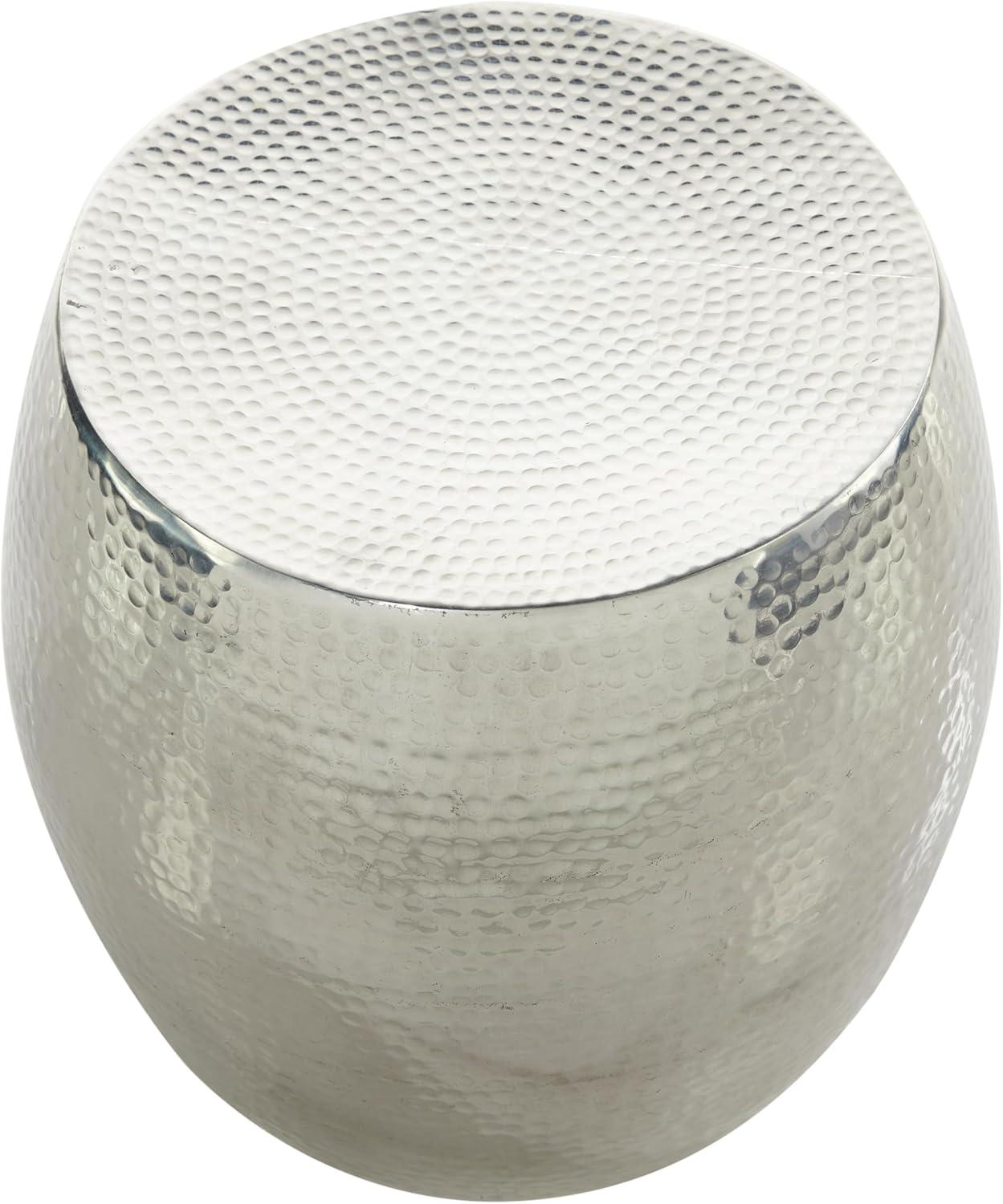 Round Hammered Silver Metal Accent Table Silver - Olivia & May