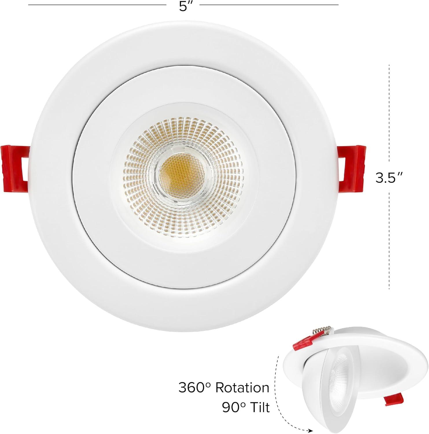 Maxxima 4 in. Rotatable Ultra-Thin Recessed LED Floating Gimbal Downlight, 900 Lumens, 5 CCT