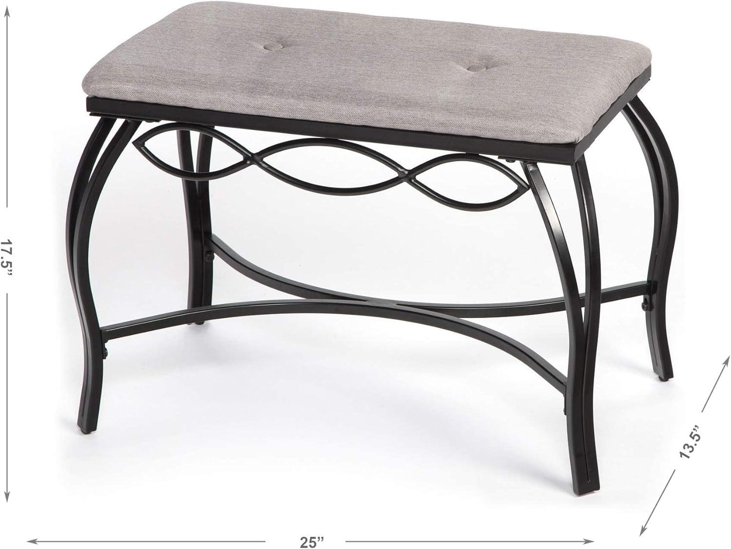 Mango Steam Vanity Seat for Makeup Room, Dressing Stool, Entryway Bench - Gray Shoe Bench