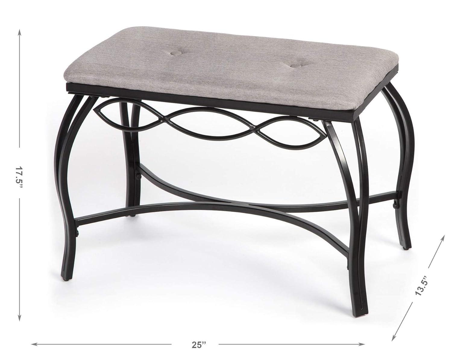 Mango Steam Vanity Seat for Makeup Room, Dressing Stool, Entryway Bench - Gray Shoe Bench