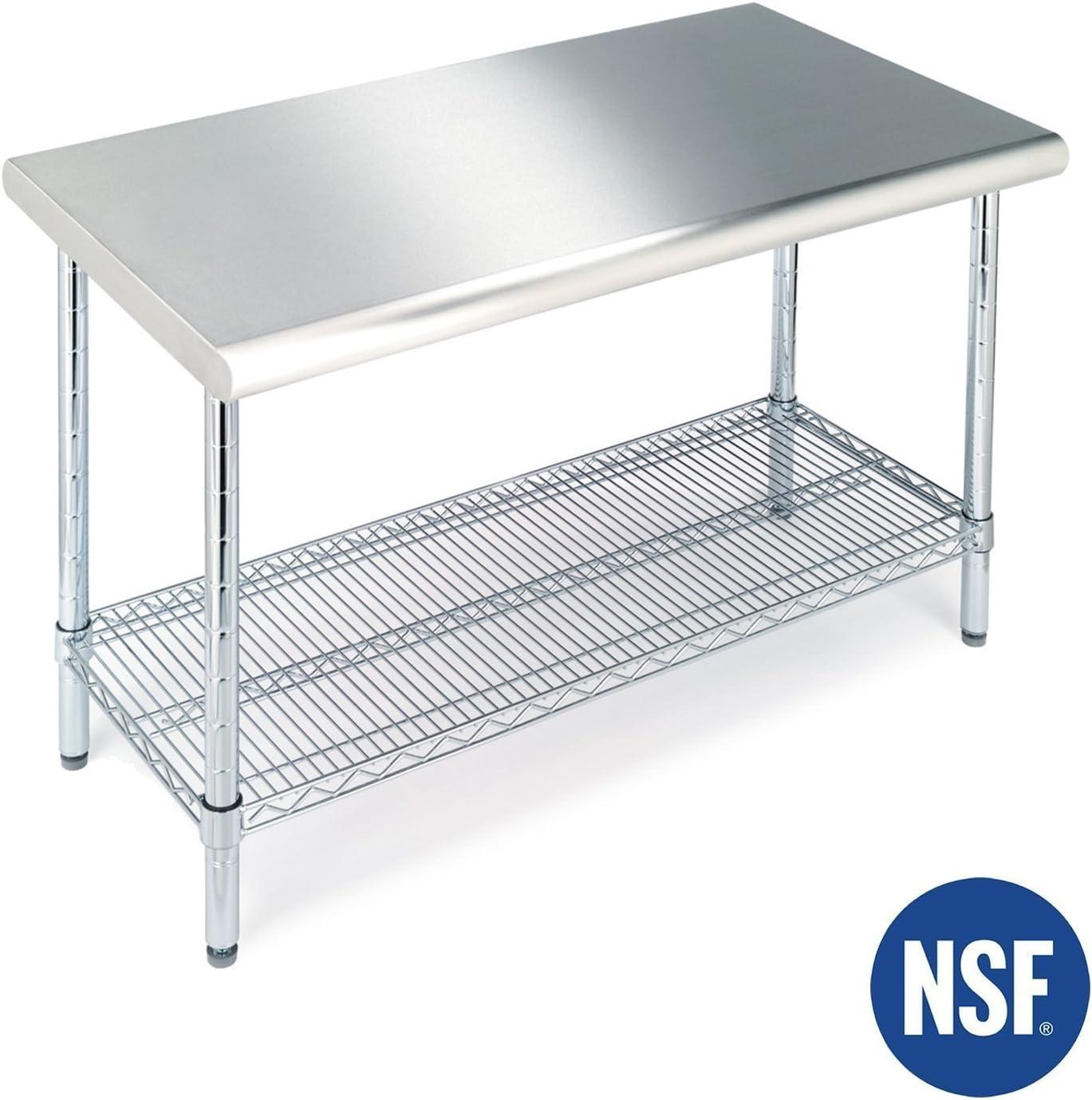 Commercial Stainless Steel Work Table with Chrome Frame