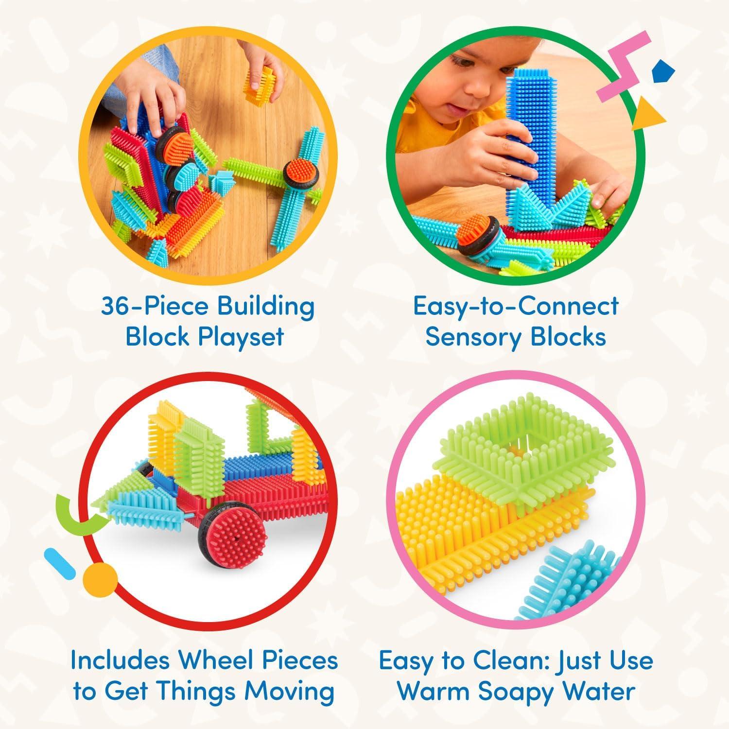 Battat – Bristle Blocks – STEM Interlocking Building Blocks – 36 Pieces Playset – Developmental Toys for Toddlers & Kid – Basic Builder Box – 2+ Years