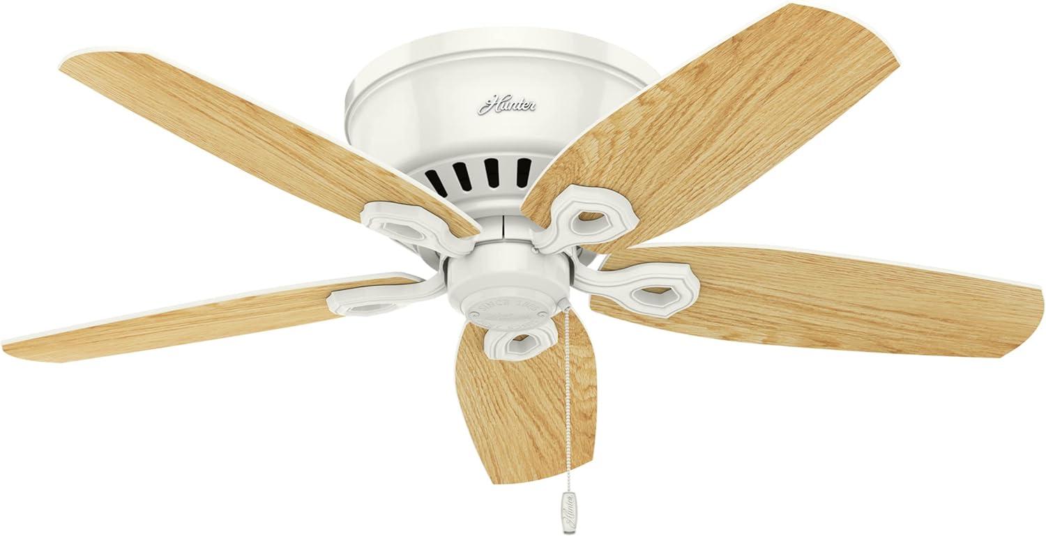 42" Builder Low Profile Ceiling Fan (Includes LED Light Bulb) White - Hunter Fan: 5-Blade, Reversible Motor, Flush Mount