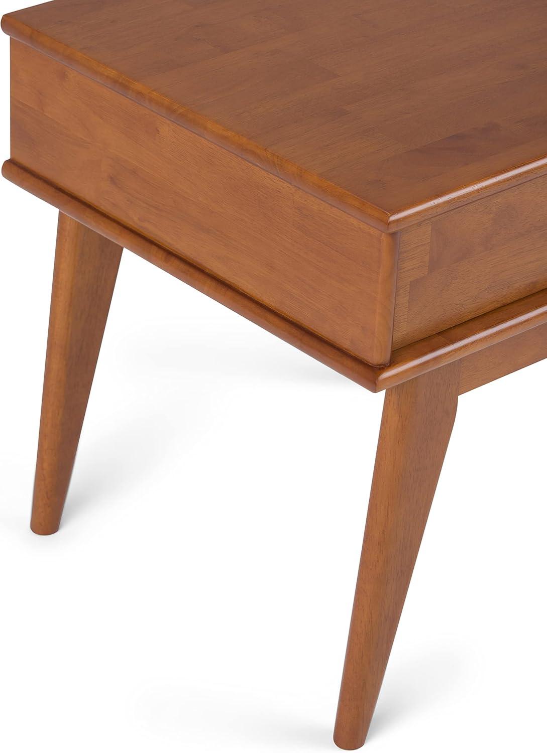 Draper Teak Brown Solid Hardwood End Table with Drawer