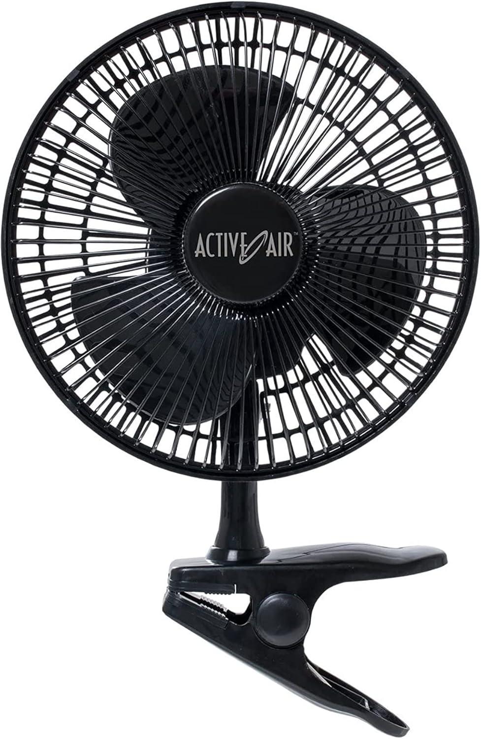 Active Air HORF8 8 Inch Clip On 360-Degree 7.5W Brushless Motor Hydroponic Grow Fan with Spring-Loaded Plastic Clip for Hydroponic Gardens, Black