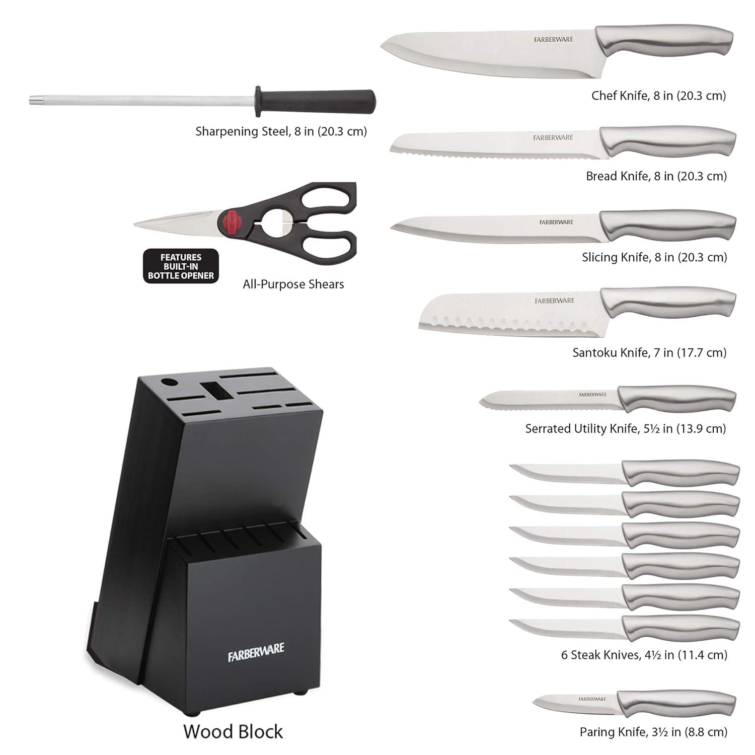 Farberware Farberware 15-Piece High Carbon Stainless Steel Knife Block Set