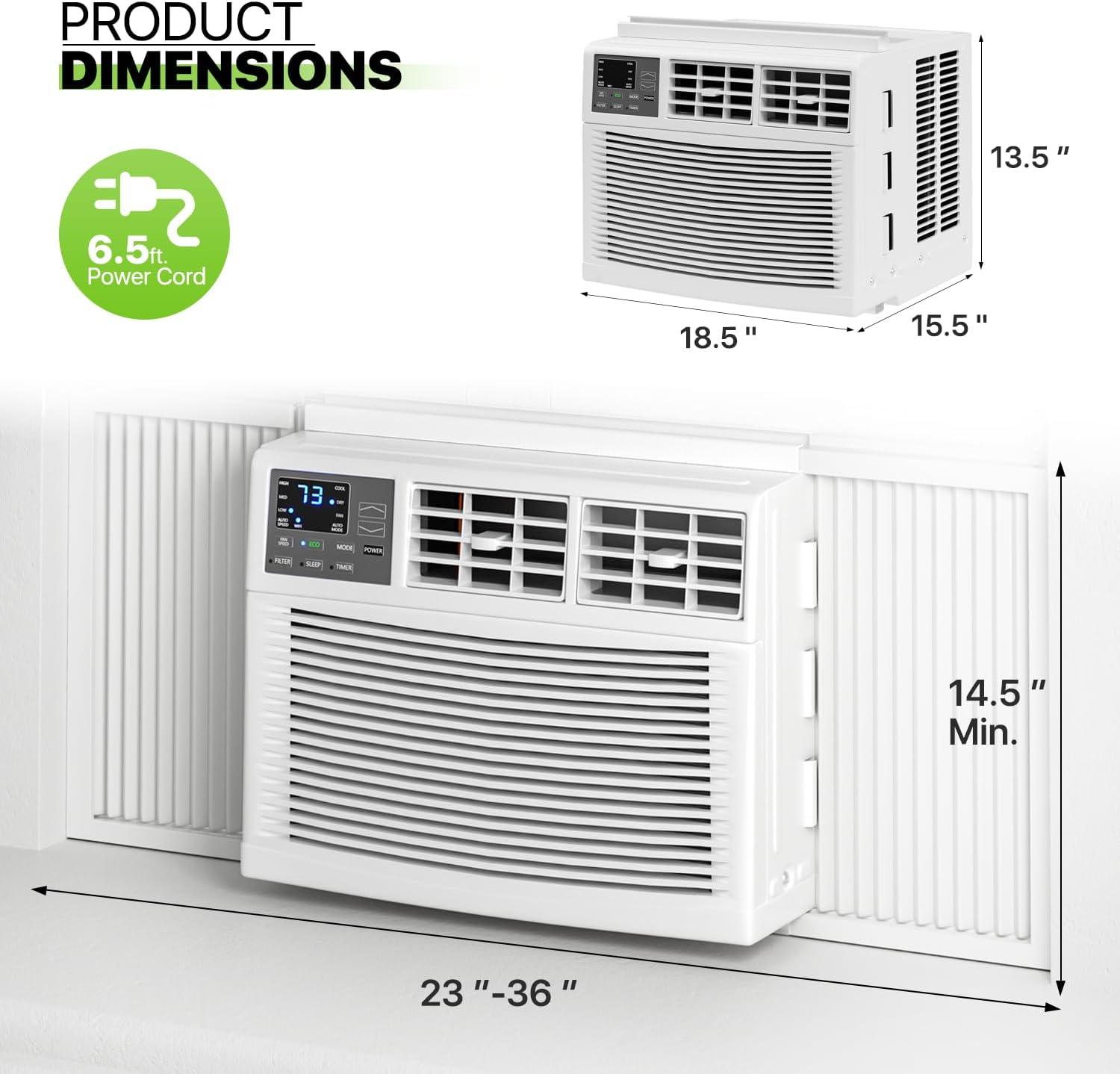 Bring Home Furniture 8000 BTU Smart Window Air Conditioner with WiFi/App Control & Energy Star 24H Scheduling & Remote Included Cools 350 Sq.Ft. for Bedroom Living Room