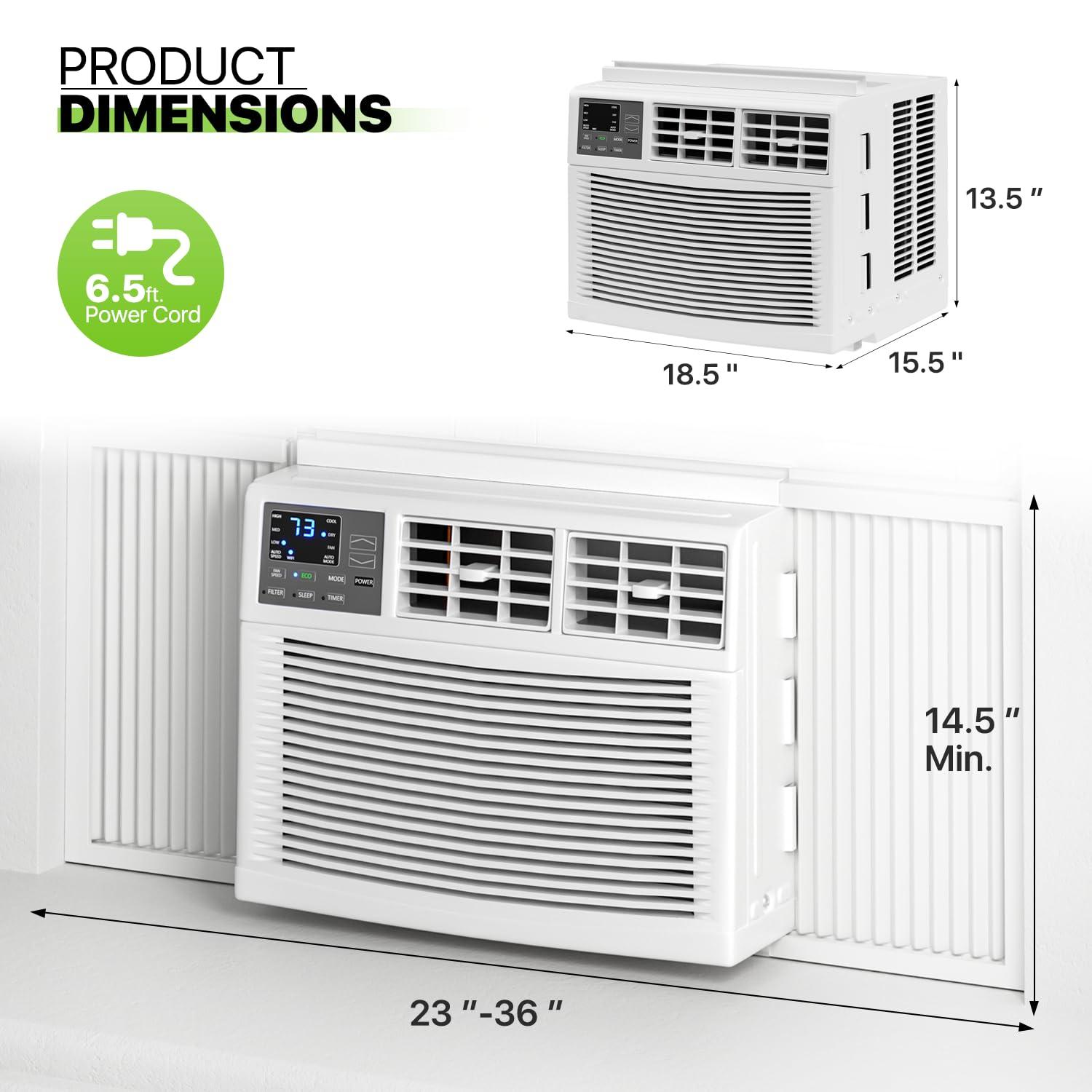 Bring Home Furniture 8000 BTU Smart Window Air Conditioner with WiFi/App Control & Energy Star 24H Scheduling & Remote Included Cools 350 Sq.Ft. for Bedroom Living Room