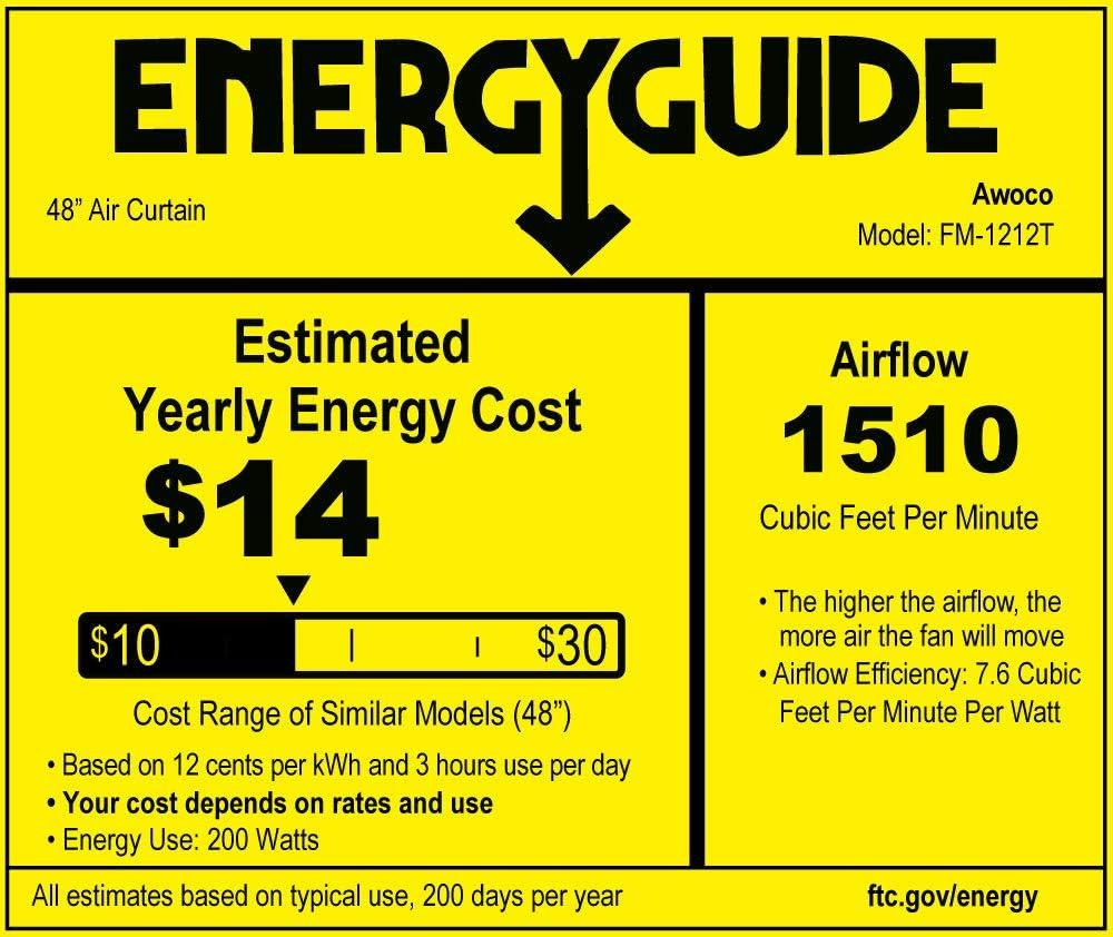 Awoco Awoco 48" Slimline Air Curtain Fan