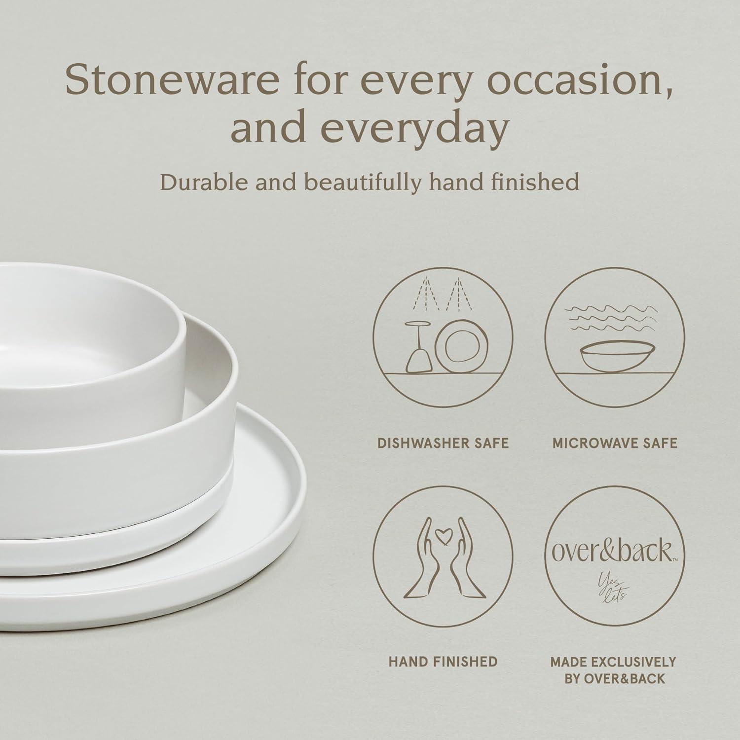 over&back Stackable 16-Piece Semi Hand-Finished Stoneware Dinnerware Set