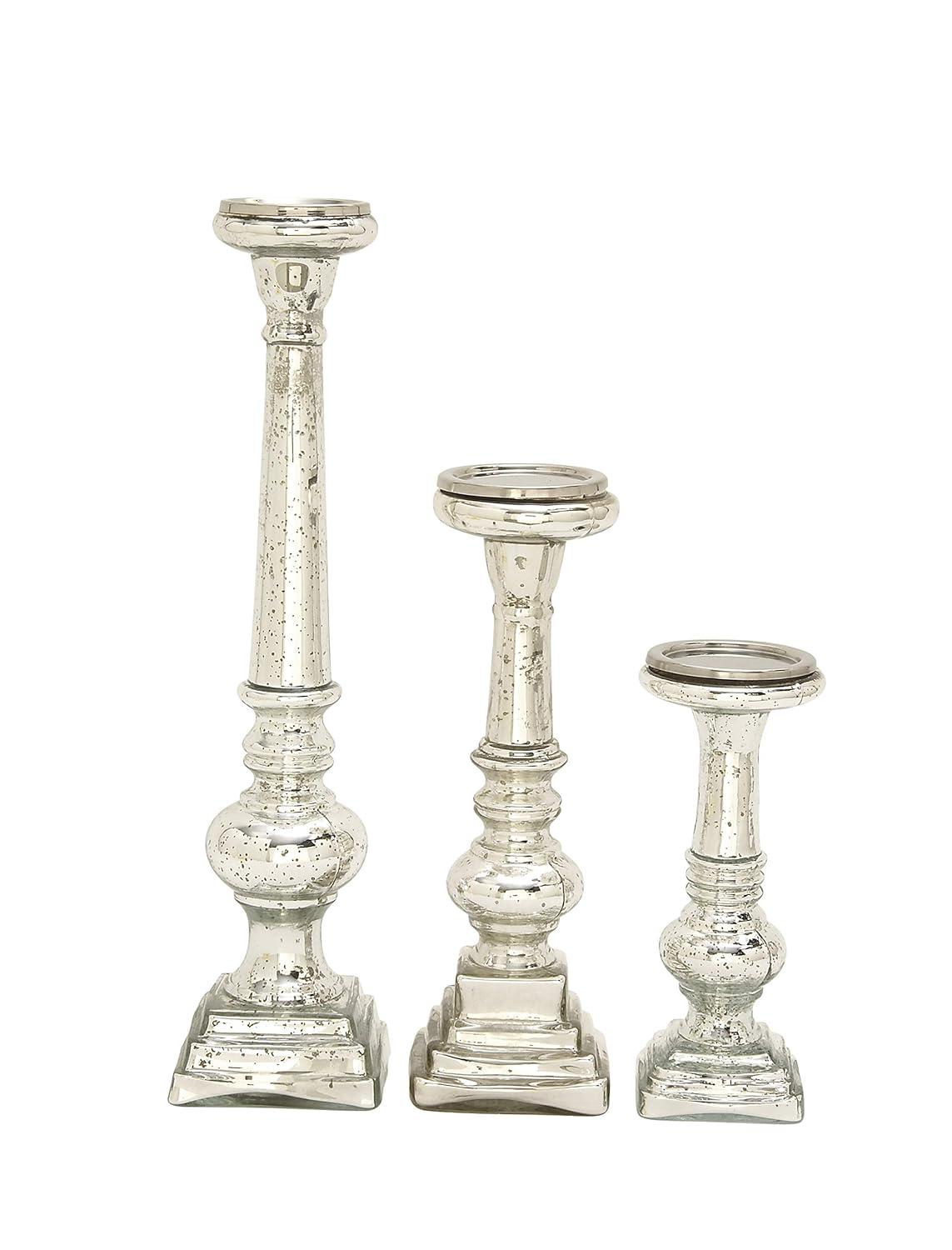 Set of 3 Traditional Glass Candle Holders - Olivia & May