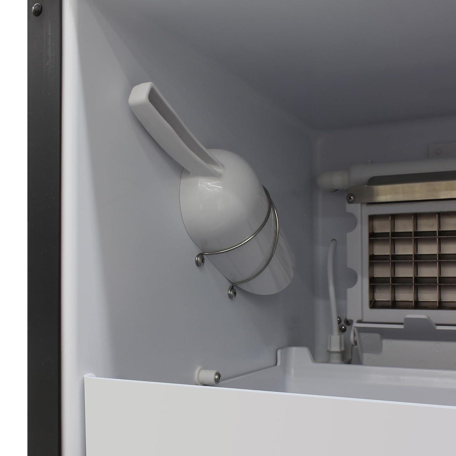 Indoor Built-in Ice Maker Stainless Steel Construction 25 lbs. Freezer Storage, Under Counter or Cabinet Ice Machine, for Commercial or Home Kitchen Use, Metallic