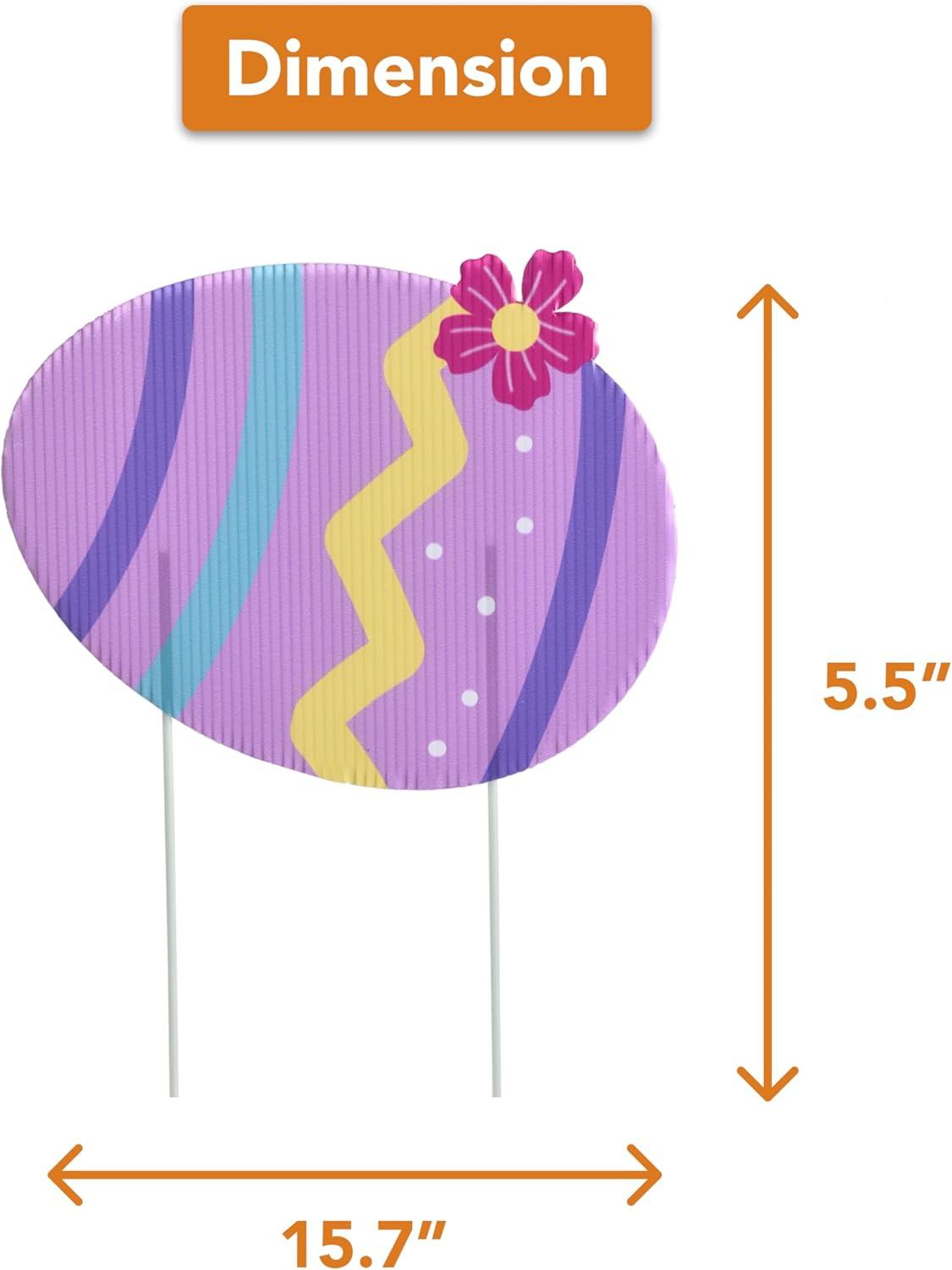 Set of 6 Easter Bunny Yard Stakes - Easter Garden Decorations with Eggs and Carrot - Hunt Signs Decor for Front Door, Garden, Patio, Lawn, Outdoor Backyard Decorations