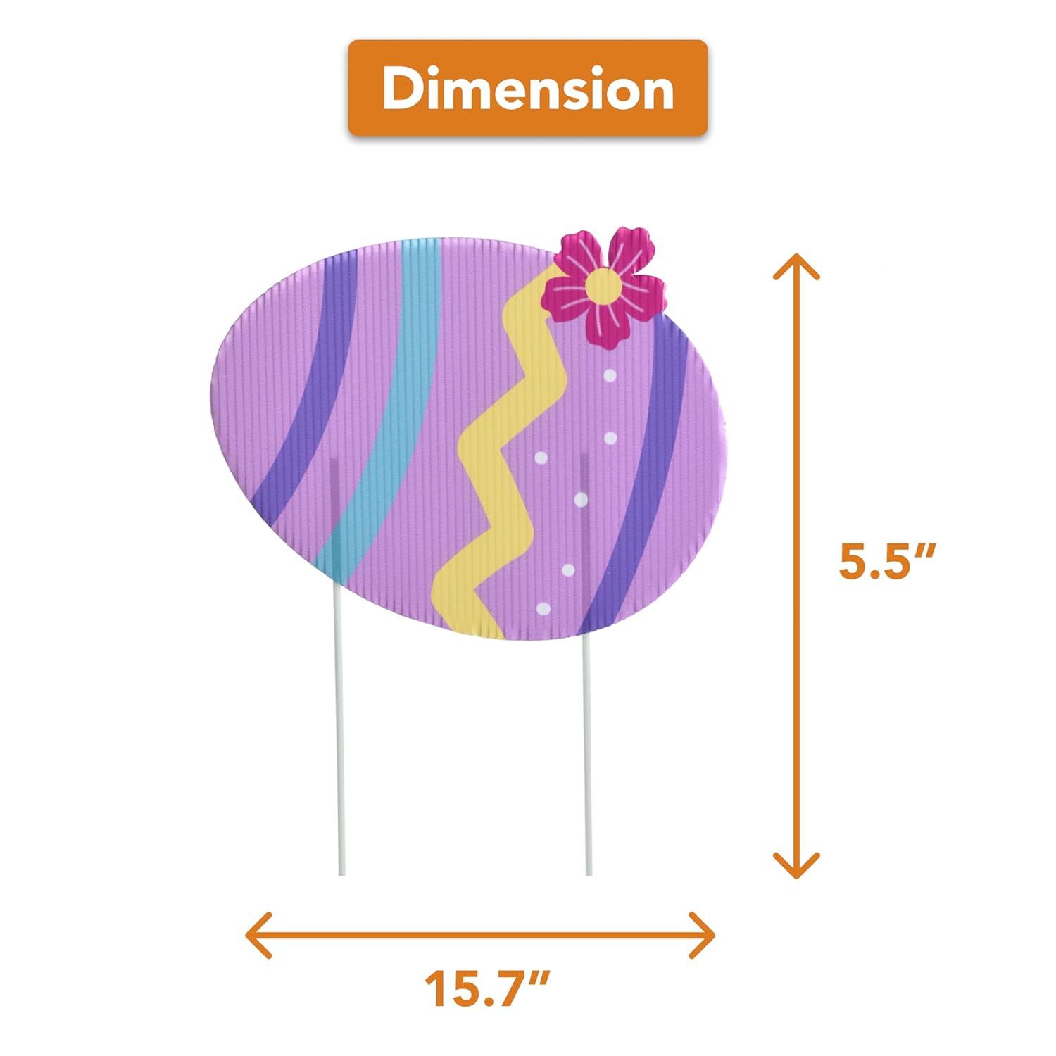 Set of 6 Easter Bunny Yard Stakes - Easter Garden Decorations with Eggs and Carrot - Hunt Signs Decor for Front Door, Garden, Patio, Lawn, Outdoor Backyard Decorations