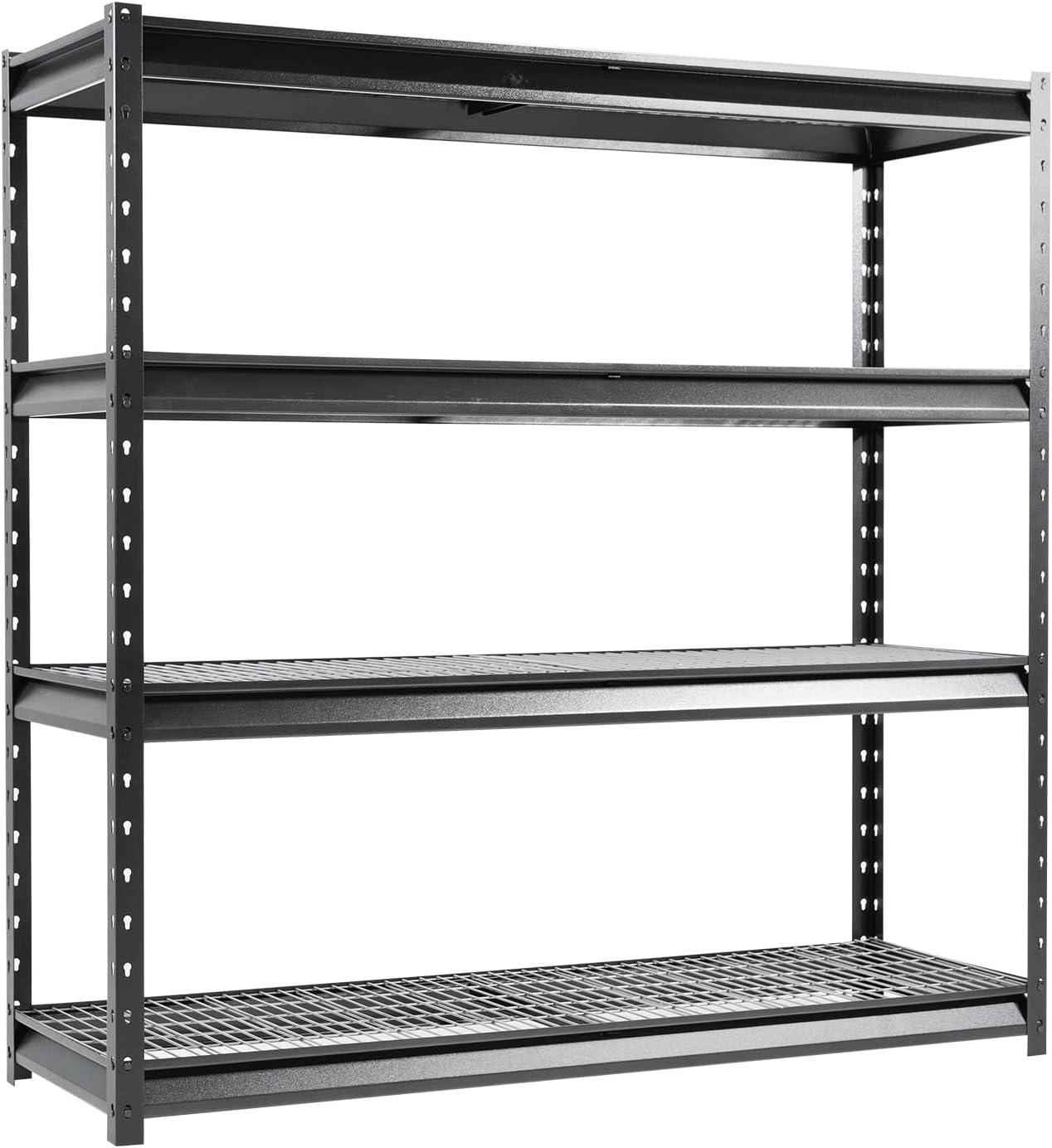 Shuntong The Atlas Load 8000 Lbs 4 Tier Heavy Duty Garage Shelving, 72" W x 24" D x 72" H Metal Storage Shelves, Adjustable Industrial Steel Rack for Warehouse Basement Shop, Black