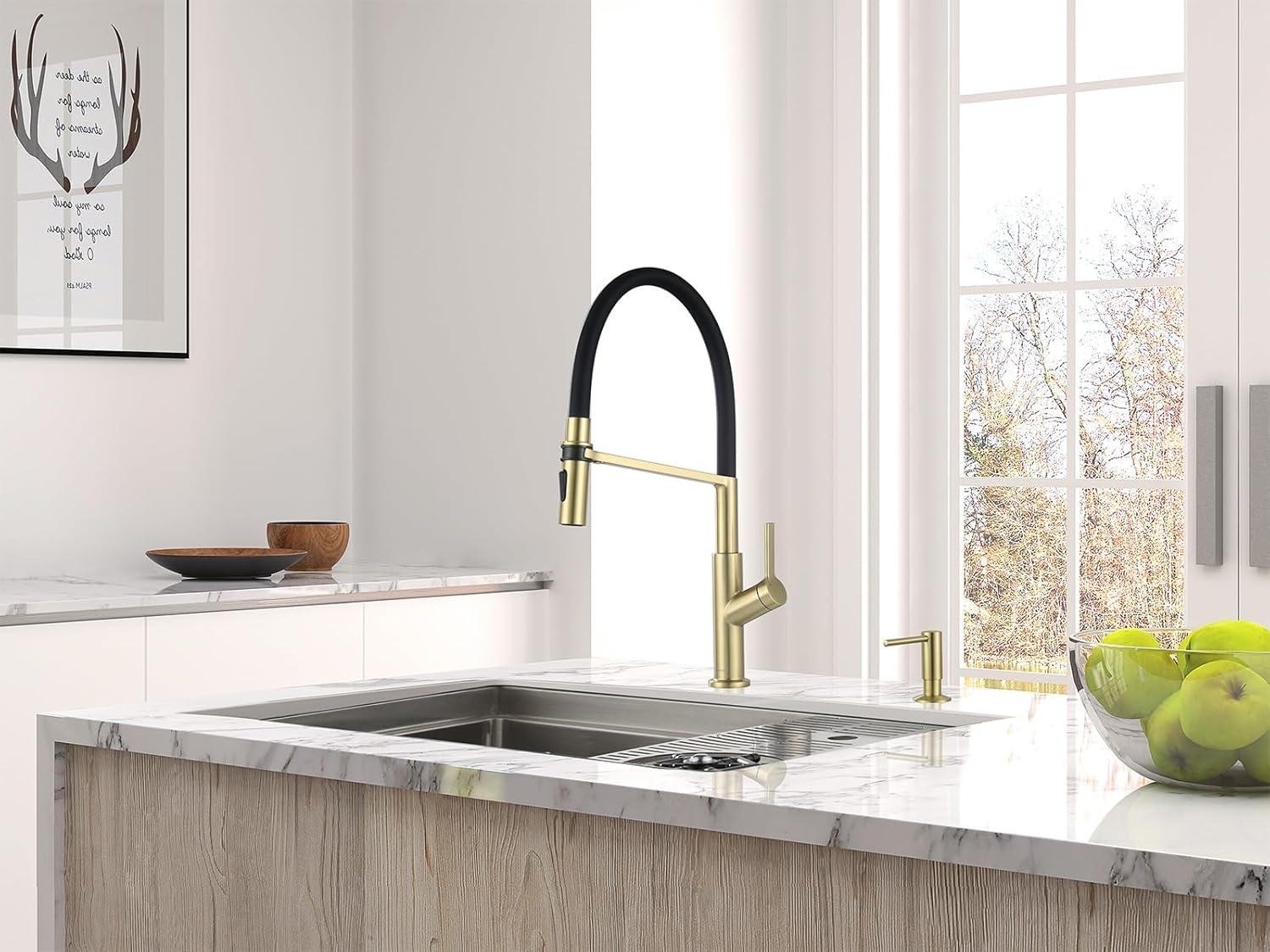 AS75CB Champagne Bronze and Black Kitchen Sink Faucet with Pull Down Sprayer Single Handle