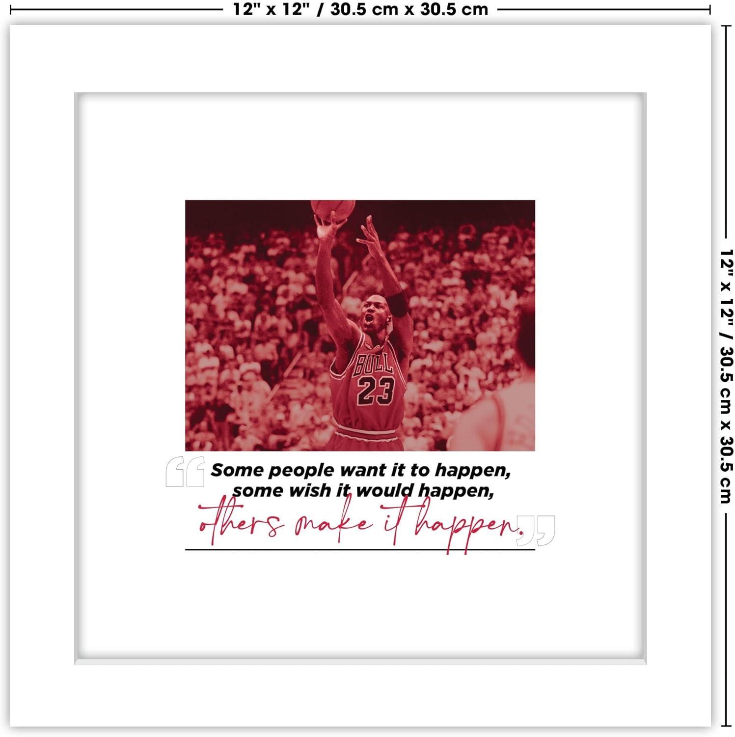 Gallery Pops Michael Jordan - Quote Make It Happen Wall Art, White Framed Version, 12" x 12"