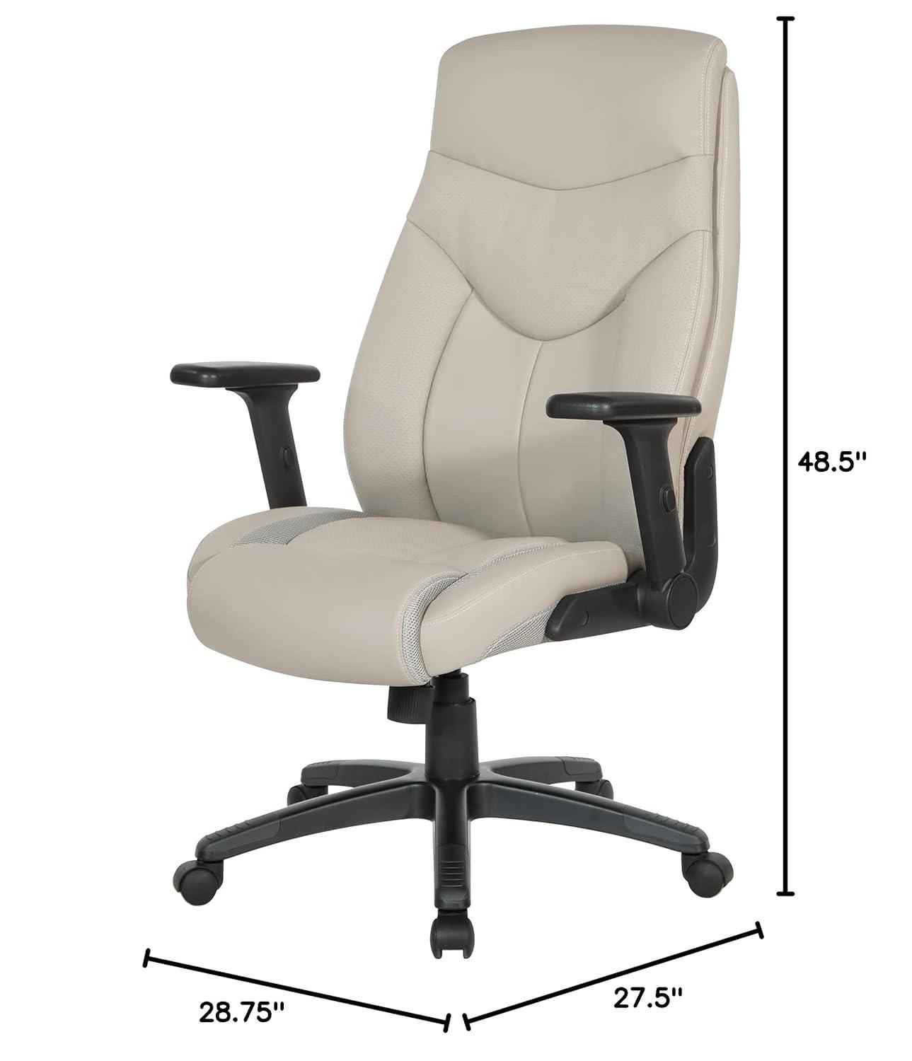 Executive High Back Taupe Gray Bonded Leather Office Chair