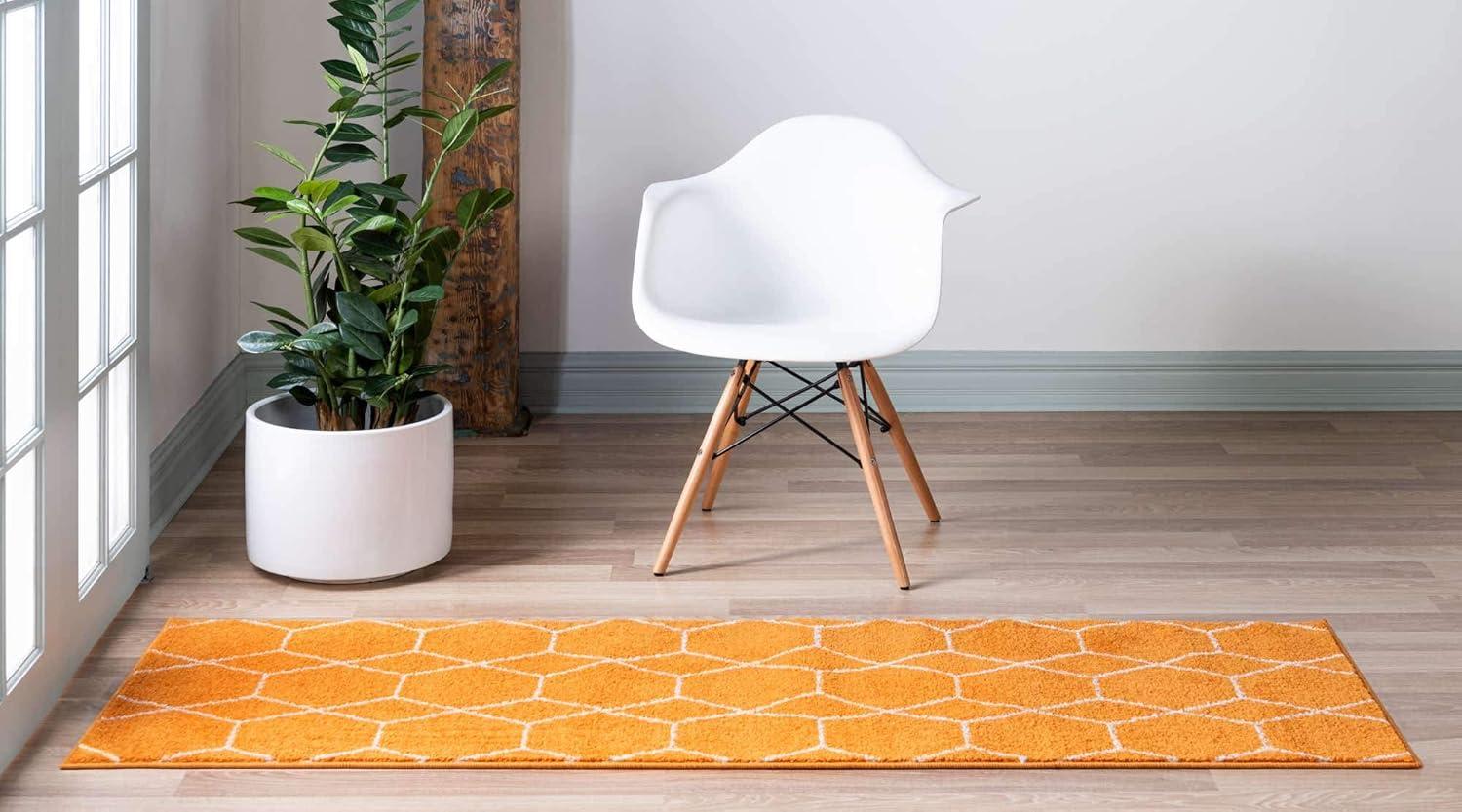 Unique Loom 2' 0 x 8' 8 Trellis Frieze Geometric Orange Area Rug