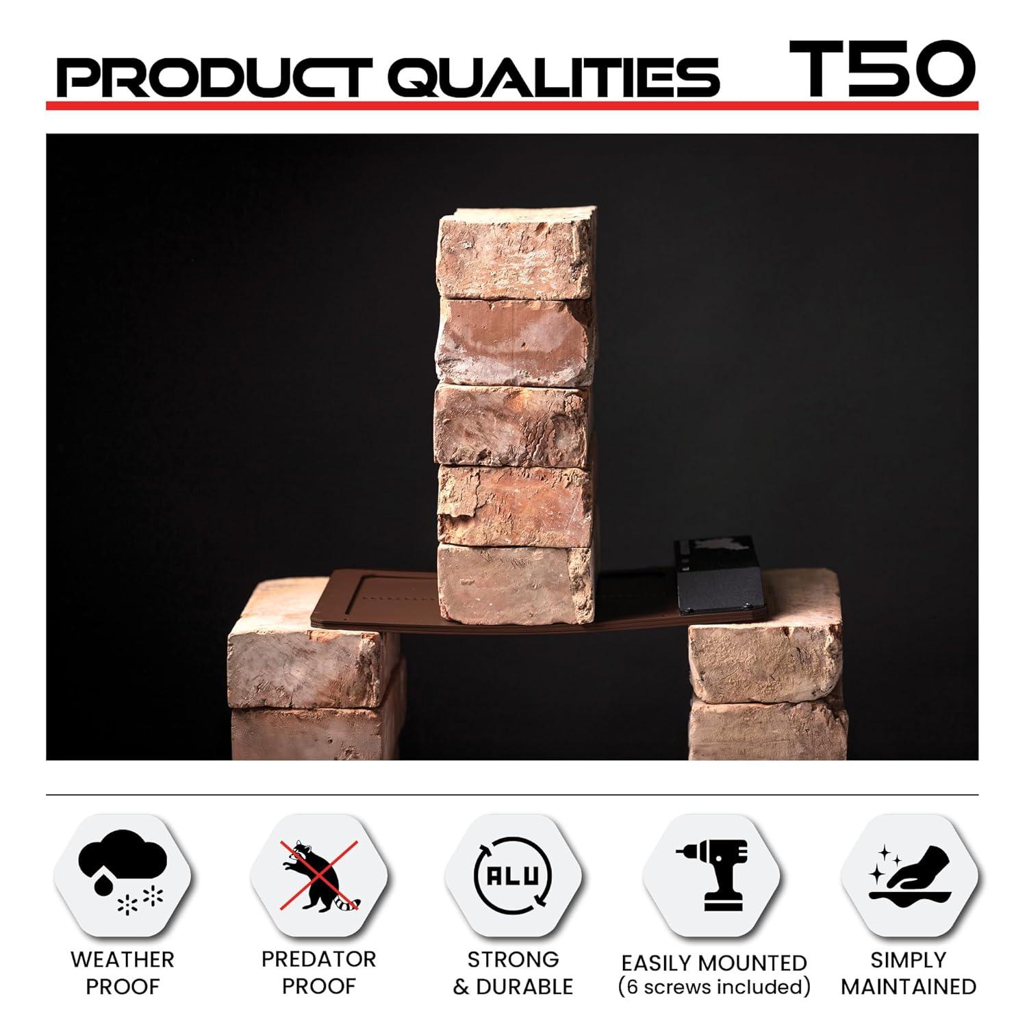 RUN-CHICKEN Door T50 – Automatic Chicken Coop Door Opener, Battery Powered & Weatherproof Aluminum, Smart App & Timer Control, Predator Proof, Easy Install, Reliable All-Season Performance (Brown)