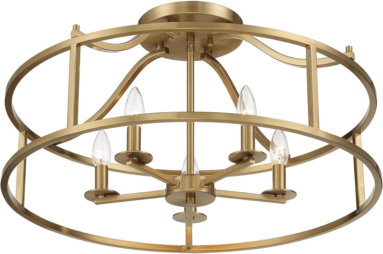 Savoy House Stockton 5 - Light Semi-Flush Mount in  Warm Brass