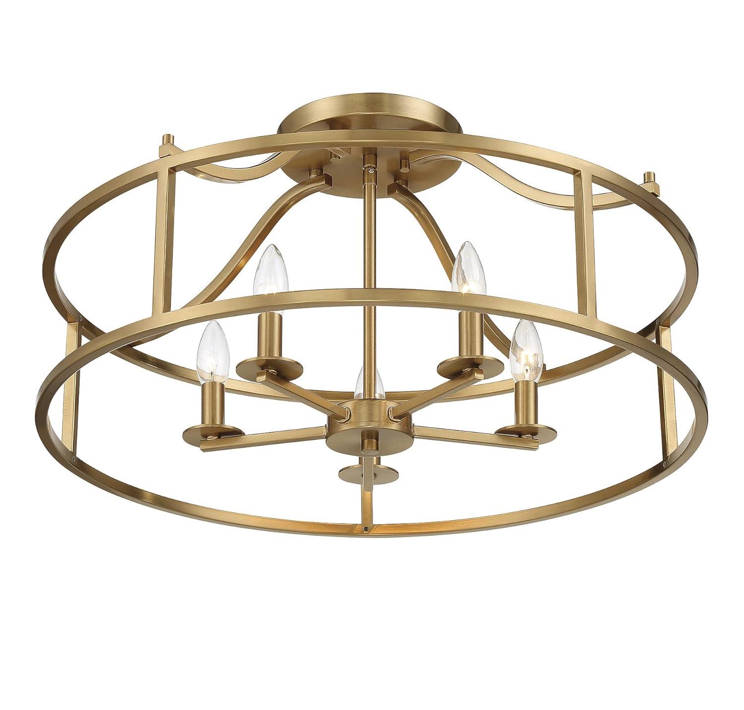 Savoy House Stockton 5 - Light Semi-Flush Mount in  Warm Brass