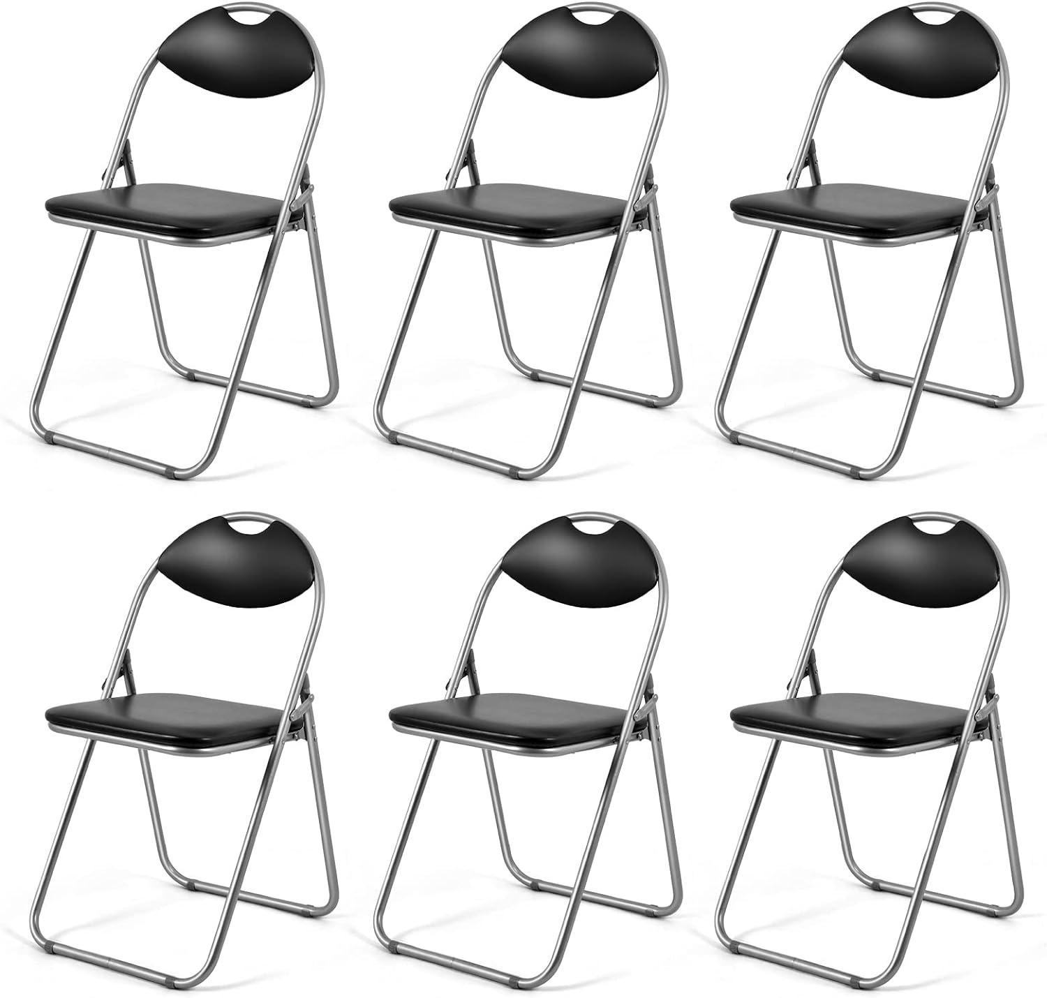 Canddidliike 6 Pieces U-Shape Folding Chairs with Hollow Handle, Dining Chairs, Dining Room Chair for Kitchen, Dining, Bedroom, Living