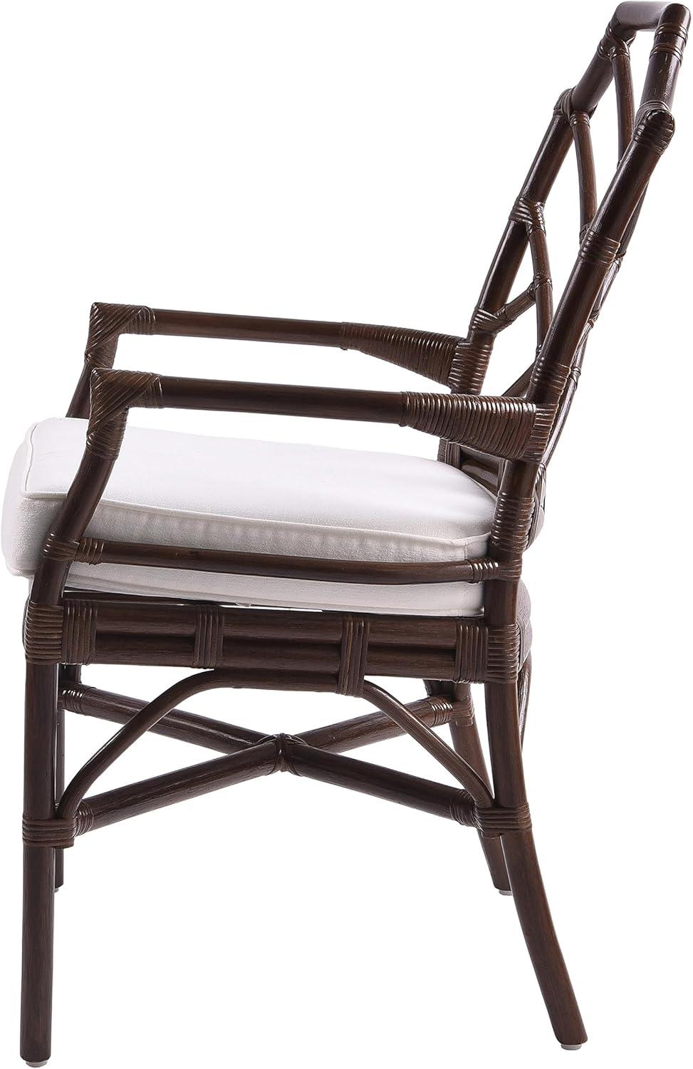 New Pacific Direct Kara 21" Fabric and Rattan Arm Chair in Paloma Brown