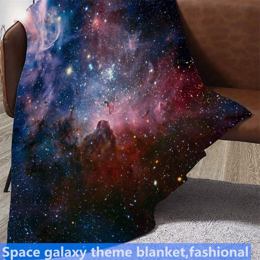 Space Throw Blanket, Galaxy Universe Star Fleece Blanket for Sofa Couch Chairs, 80 x 58 Inch, Colorful