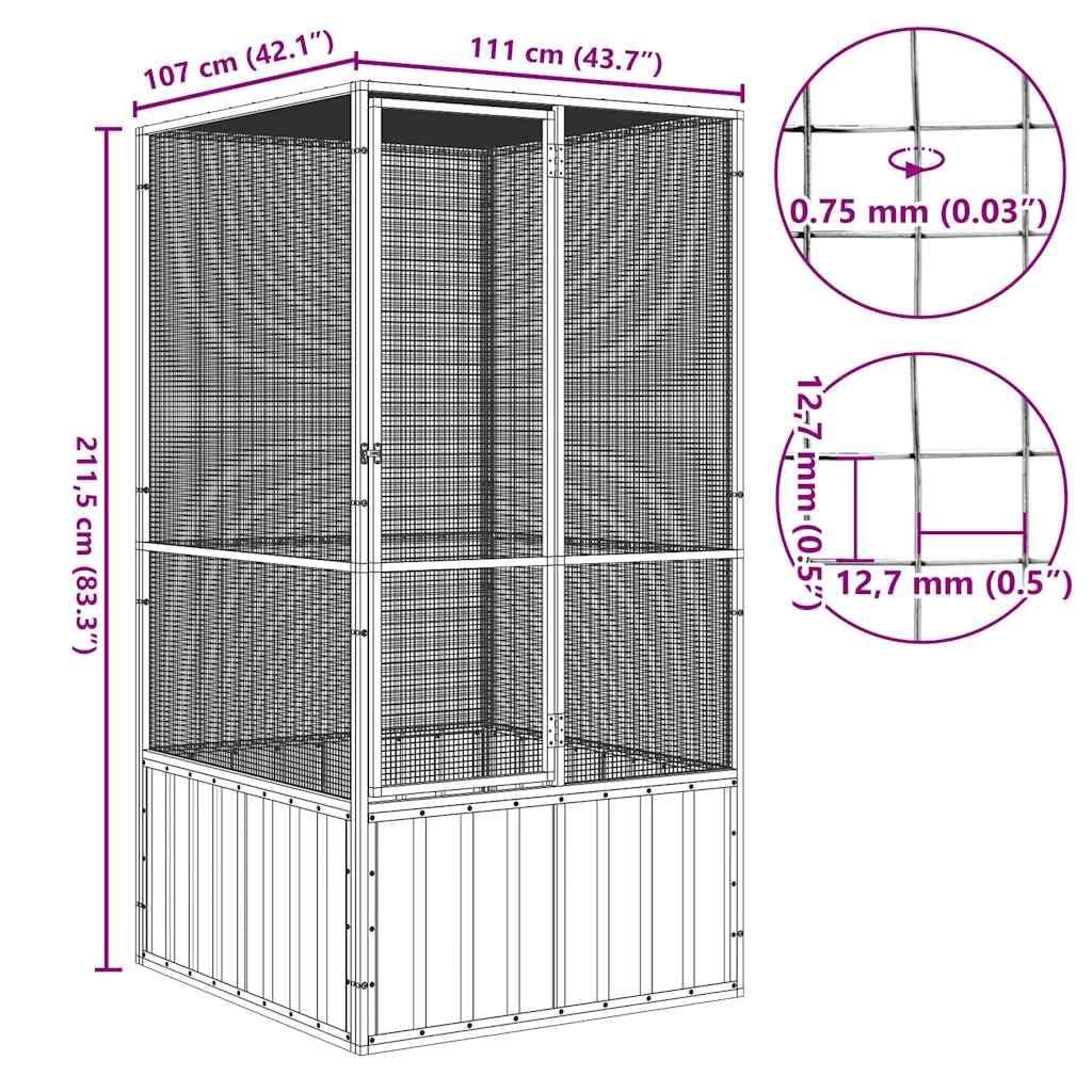 vidaXL Bird Cage Anthracite 43.7 in.x42.1 in.x83.3 in. Galvanized Steel