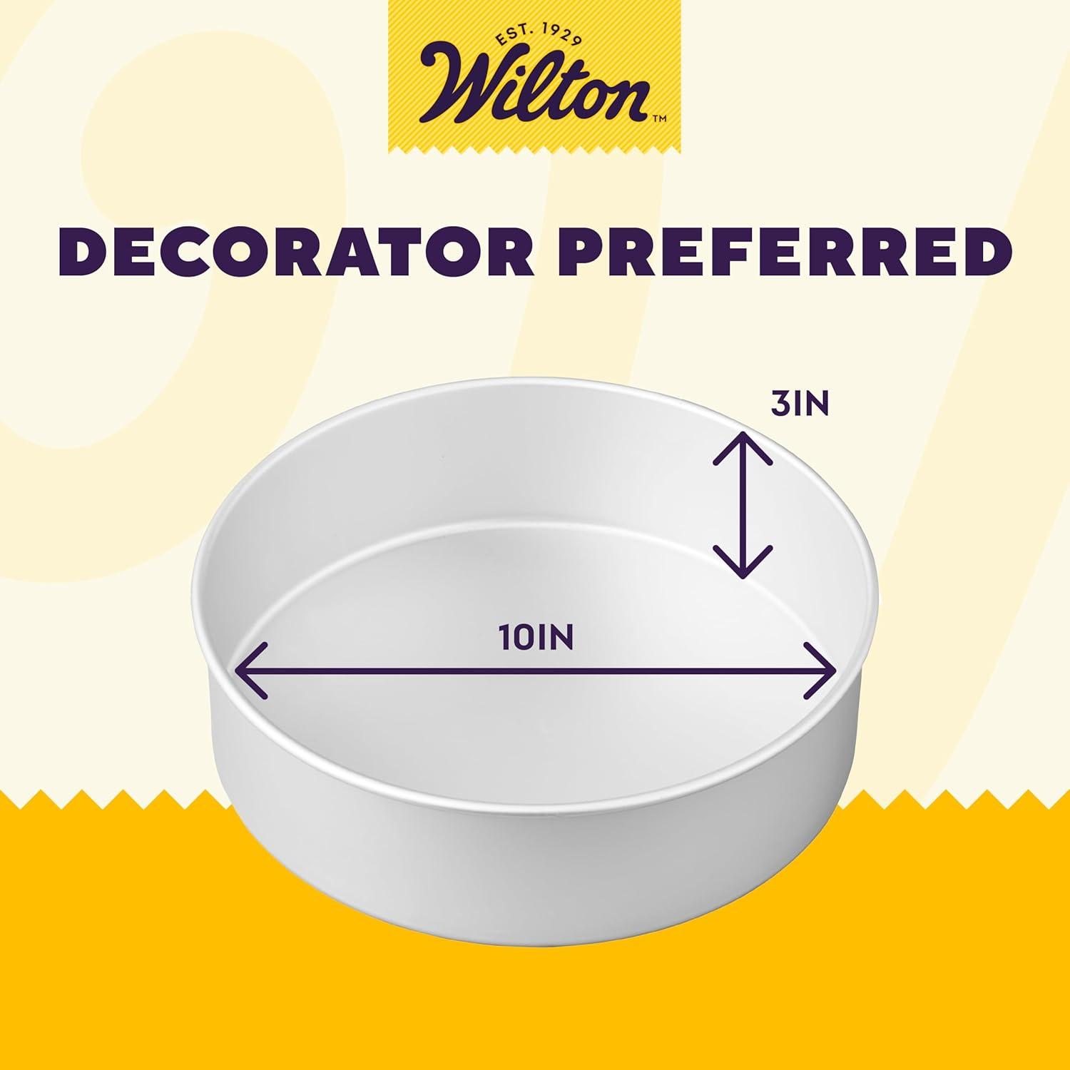 Wilton Decorator Preferred 10x3" Aluminum Round Baking Cake Pan, Extra-Wide Rims