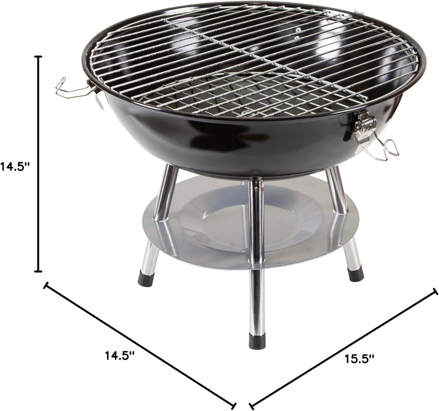 Stansport 14.6" Black Charcoal Tabletop Grill with Ash Plate