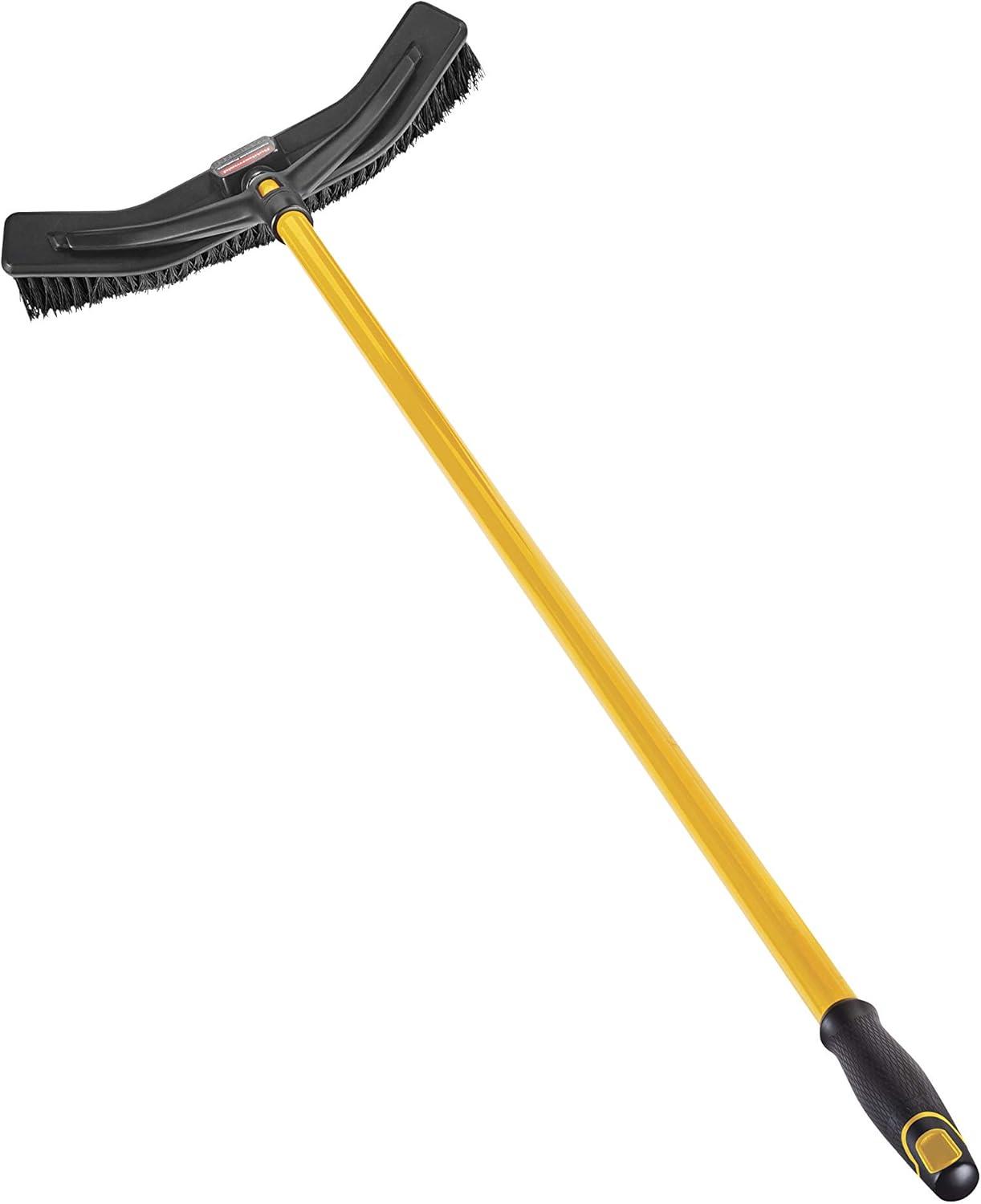 Rubbermaid Commercial Maximizer Push-to-Center Broom, Poly Bristles, 18 x 58.13, Steel Handle, Yellow/Black