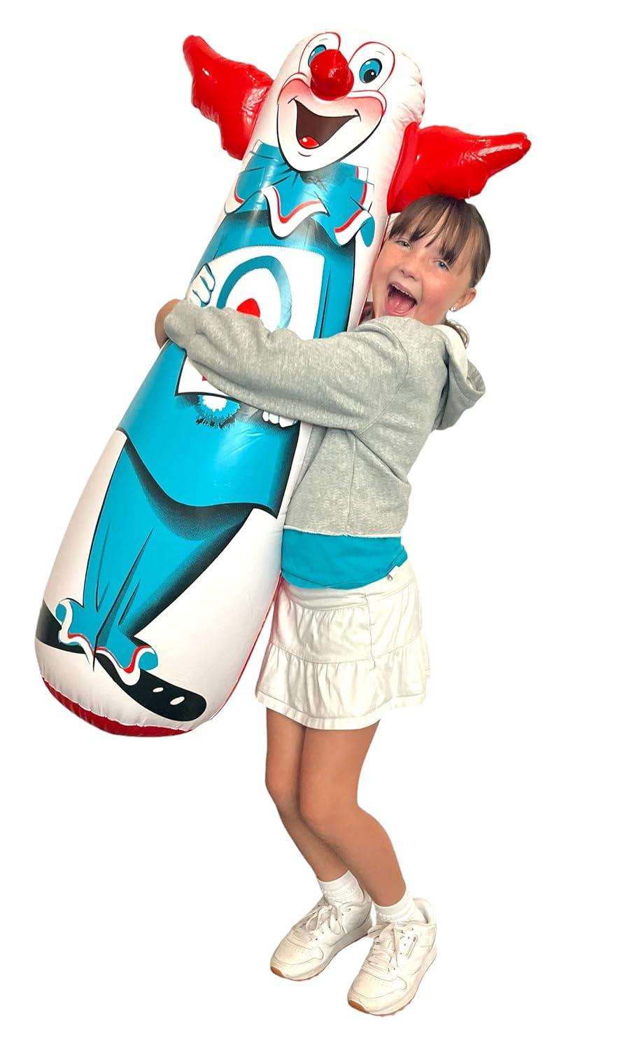 WARM FUZZY Toys - The Original Bozo The Clown Inflatable 3-D Bop Bag Works Great for Ages 3+ and at Home, in The Classroom or as an Energy/Stress Reliever