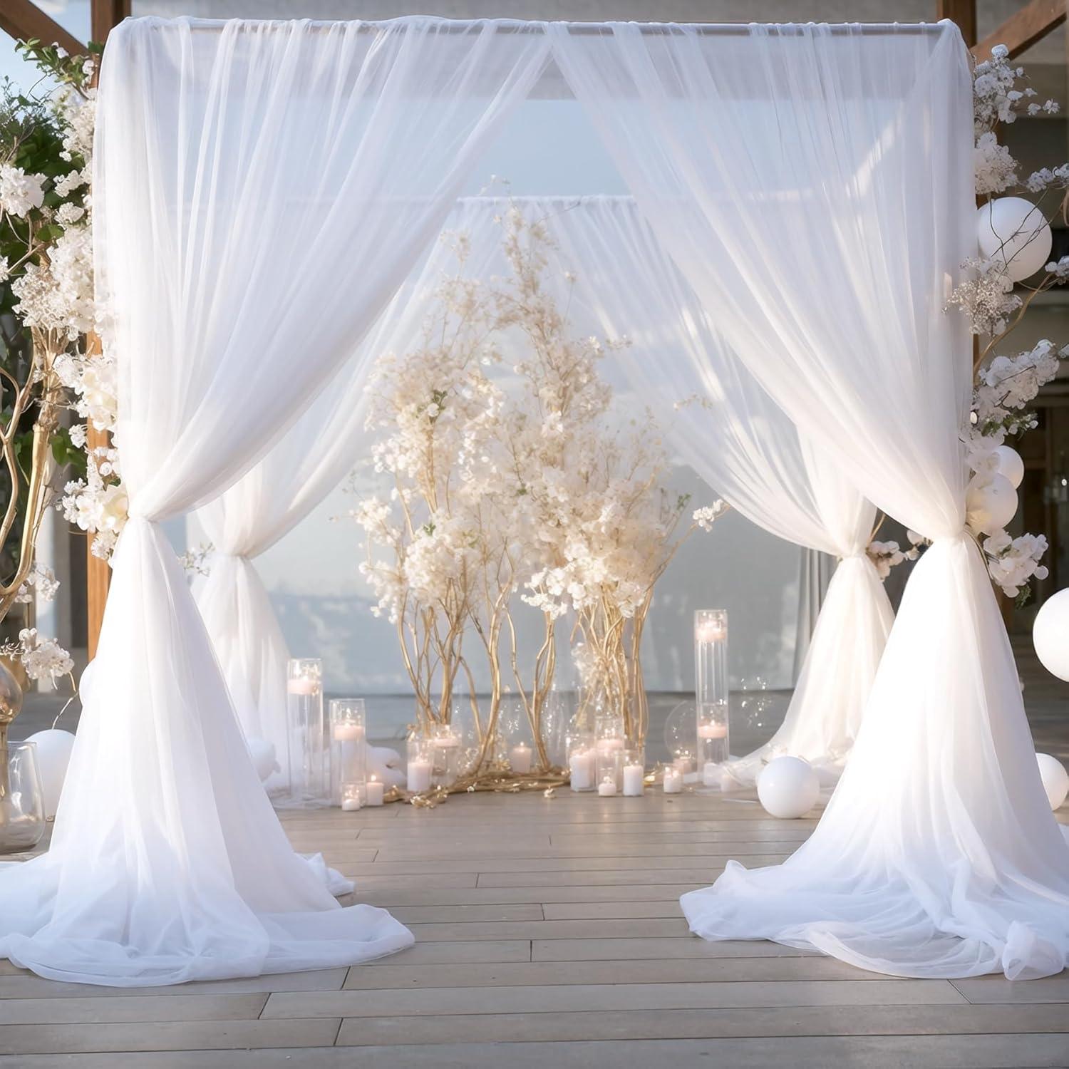 10x10ft White Backdrop Curtain for Parties Wrinkle Free Wedding Baby Curtain Backdrops for Birthday Party