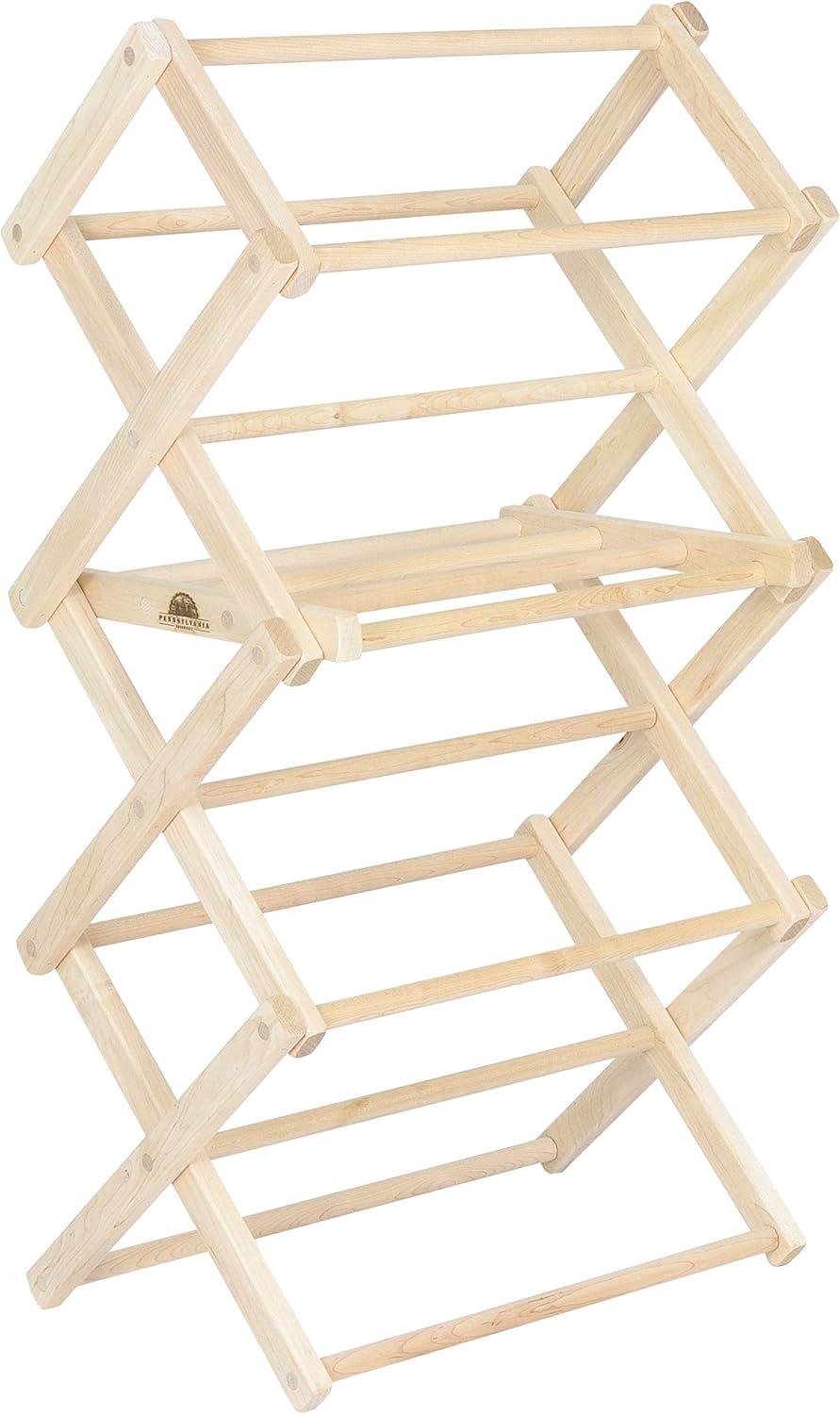 Pennsylvania Woodworks Small Wooden Clothes Drying Rack (Made in the USA) Heavy Duty 100% Hardwood