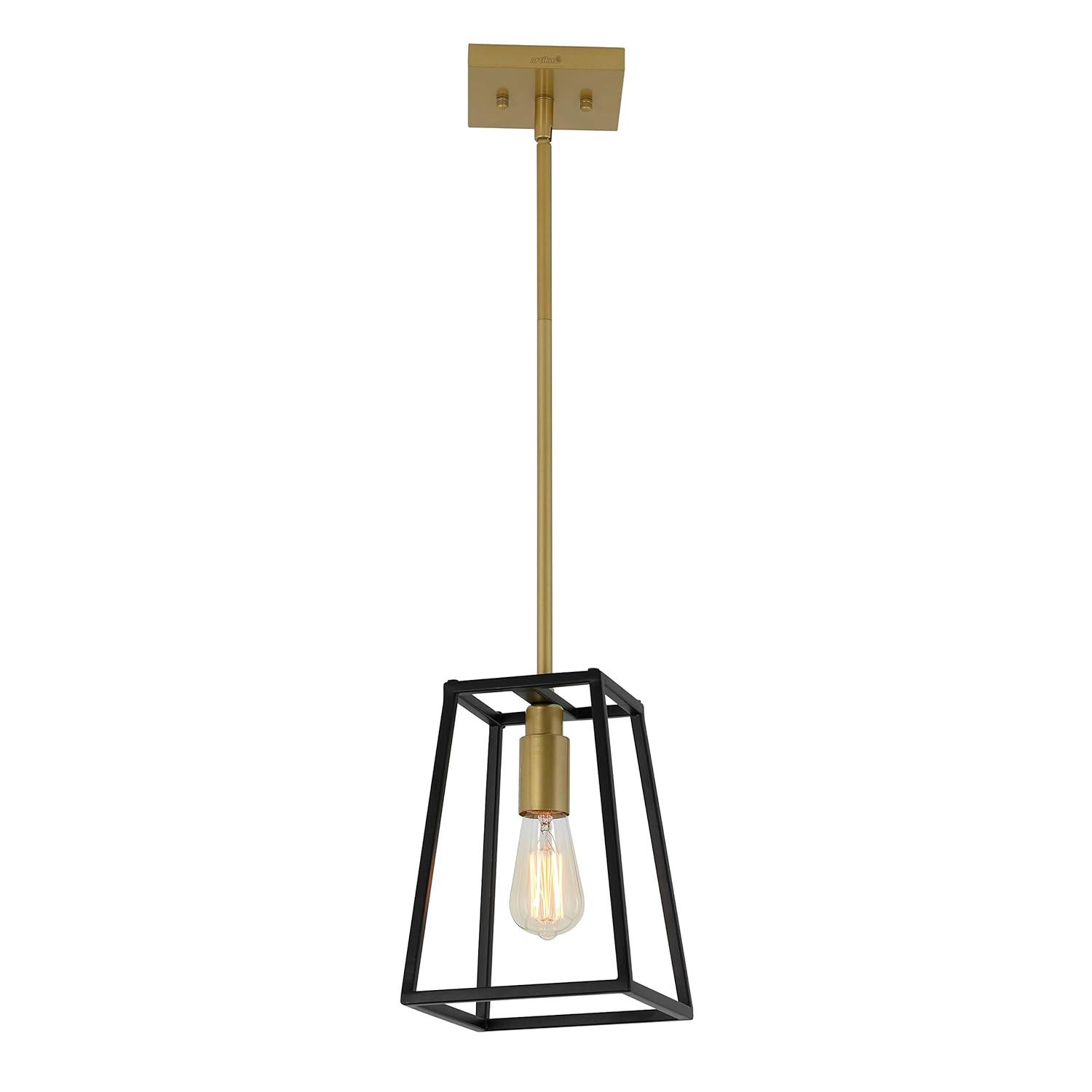 Artika Carter 1 Light Geometric Mini Pendant Light Fixture Black and Gold