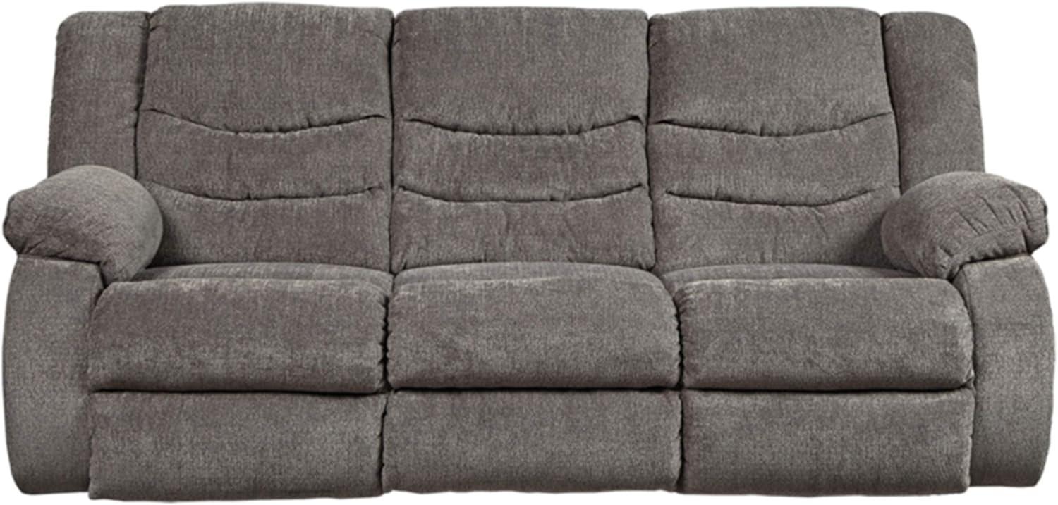 Gray Fabric Manual Reclining Sofa with Pillow-top Arms