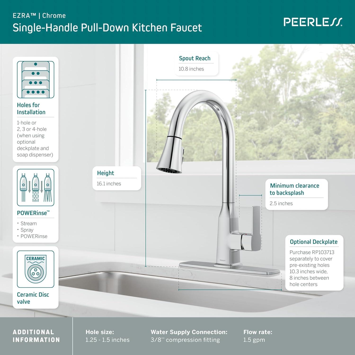 Ezra Polished Chrome Pull-Down Kitchen Faucet with Spray