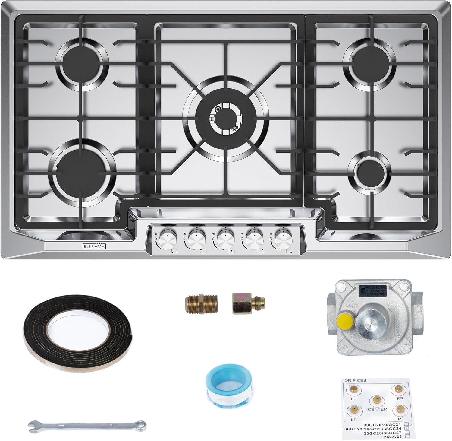 Empava 36 Inch Stainless Steel 5-Burner Gas Cooktop