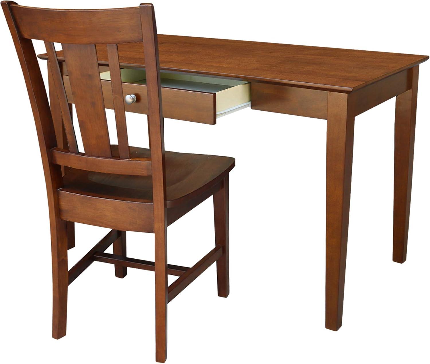 Basic Size Desk with Drawer and Chair Brown - International Concepts