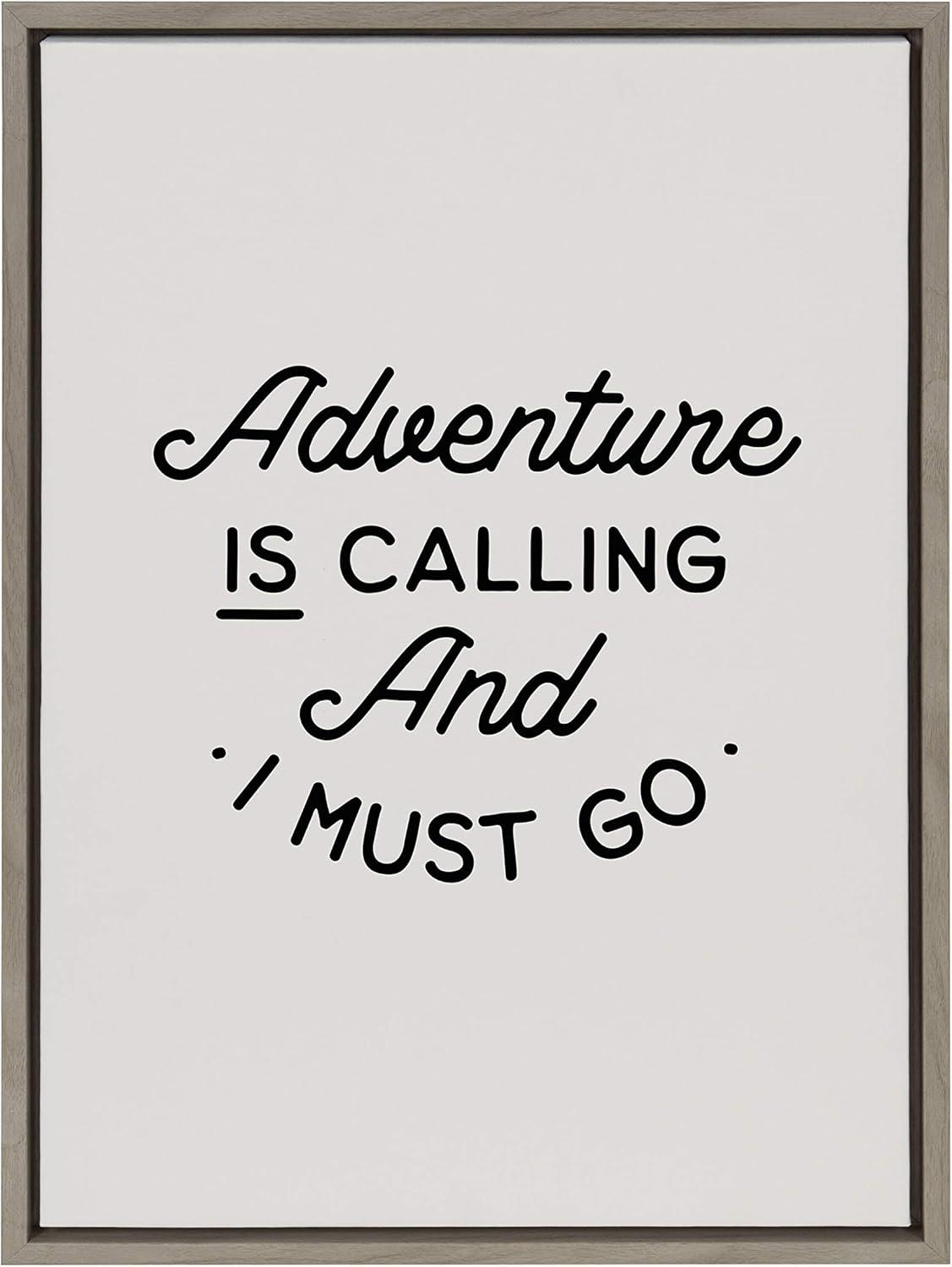 Kate & Laurel All Things Decor 18"x24" Sylvie Adventure is Calling Framed Canvas by the Creative Bunch Studio Gray